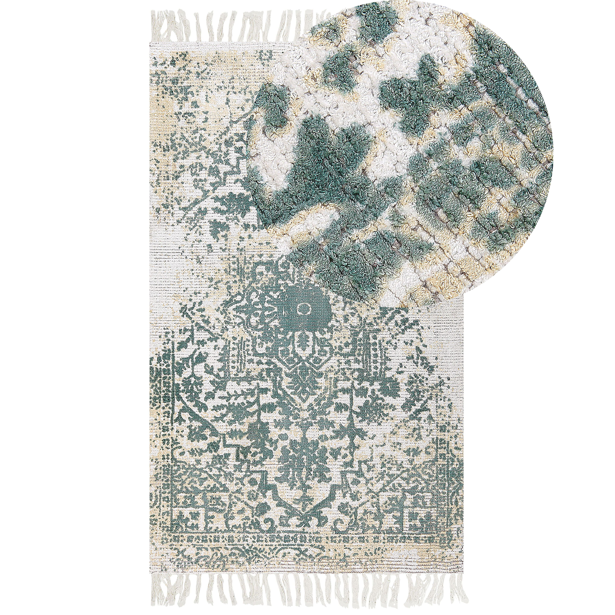 Vloerkleed viscose beige/groen 80 x 150 cm BOYALI