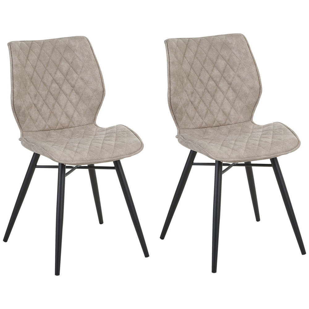 Image of Set di 2 sedie da pranzo rivestimento in tessuto beige gambe in metallo nero stile retrò rustico