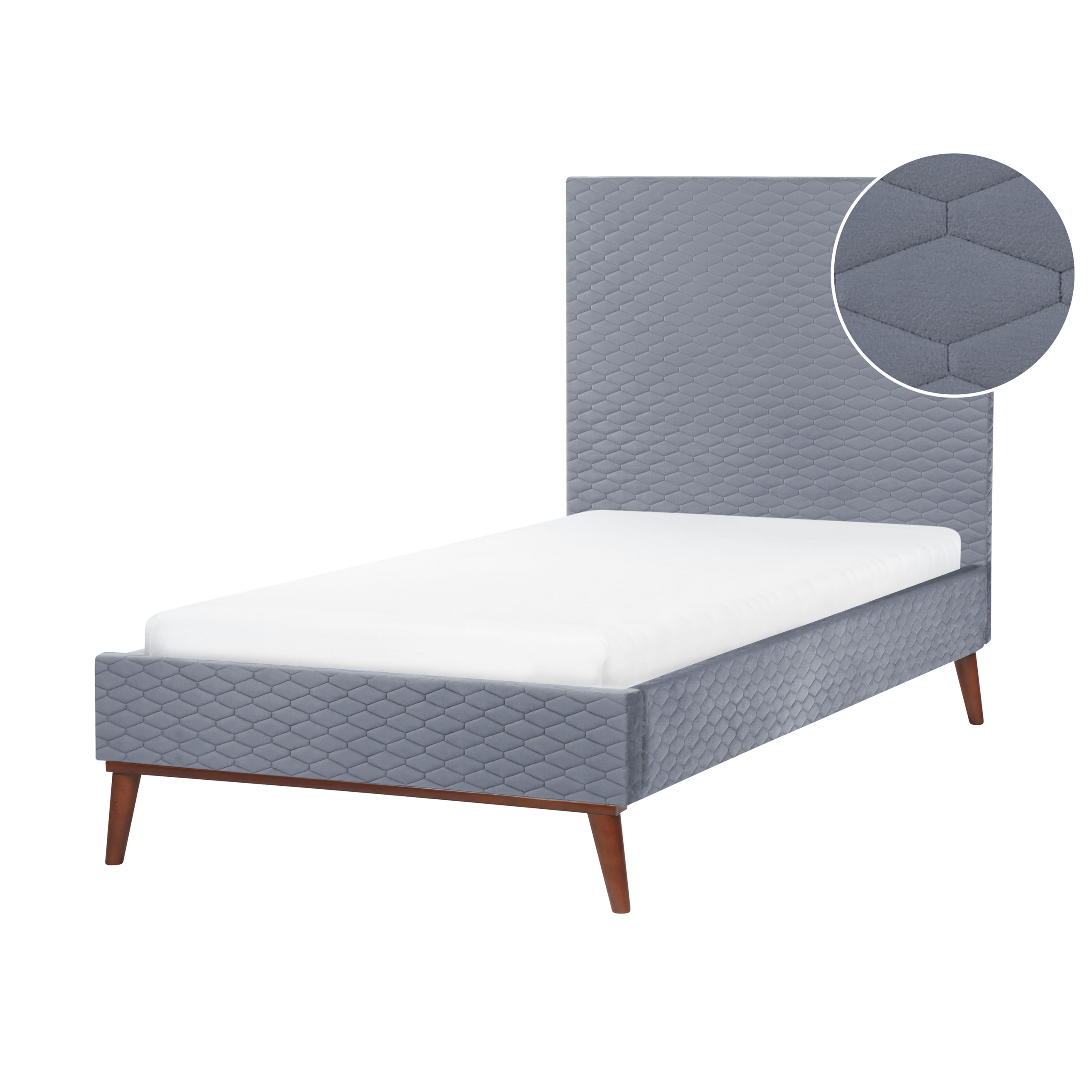 Bed fluweel grijs 90 x 200 cm BAYONNE