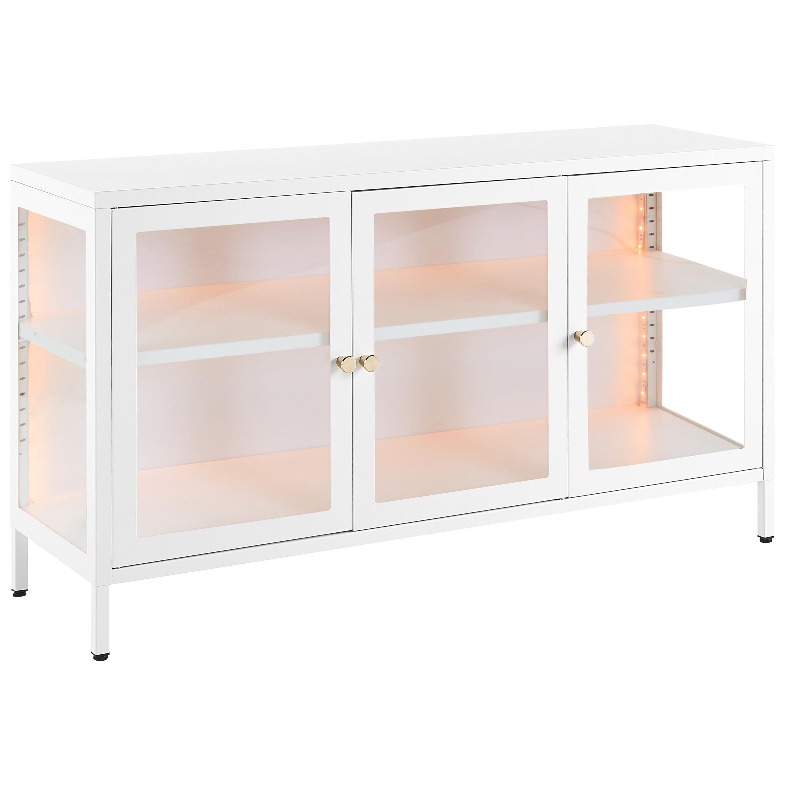 Dressoir met LED metaal/glas wit NEWPORT