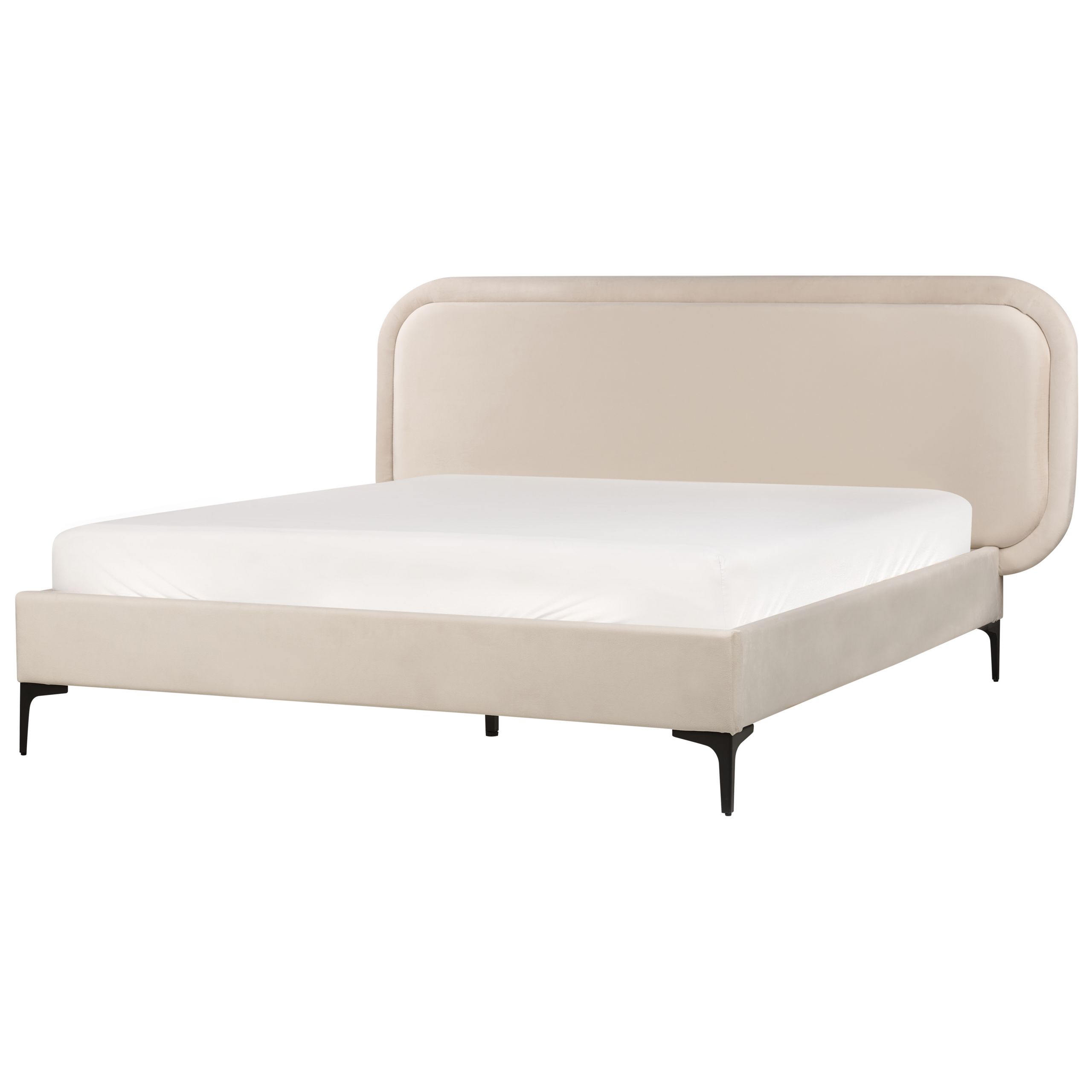 Bed fluweel lichtbeige 140 x 200 cm SUZETTE