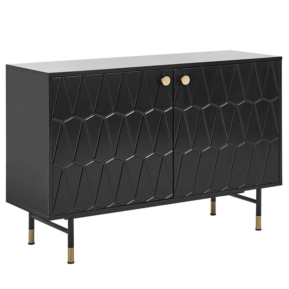 Credenza di colore nero con 2 ante nero in stile retrò soggiorno camera da letto vintage classico