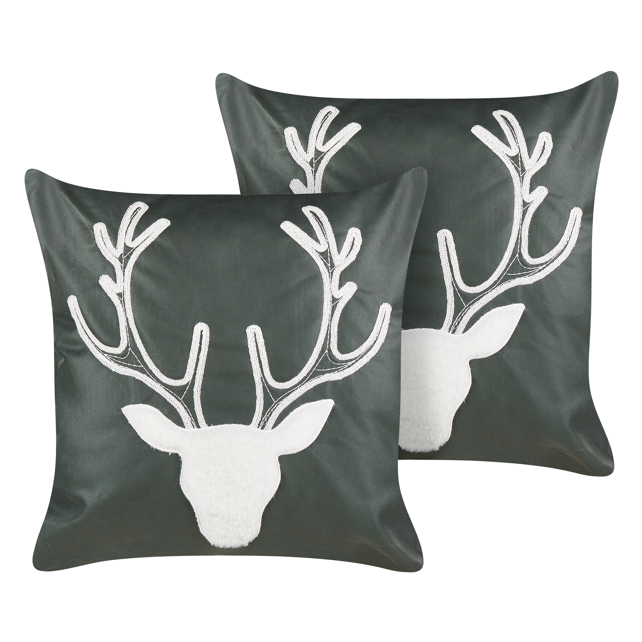Set van 2 kussens Borduurwerk Fluweel Donkergroen BICOCCA 45 x 45 cm