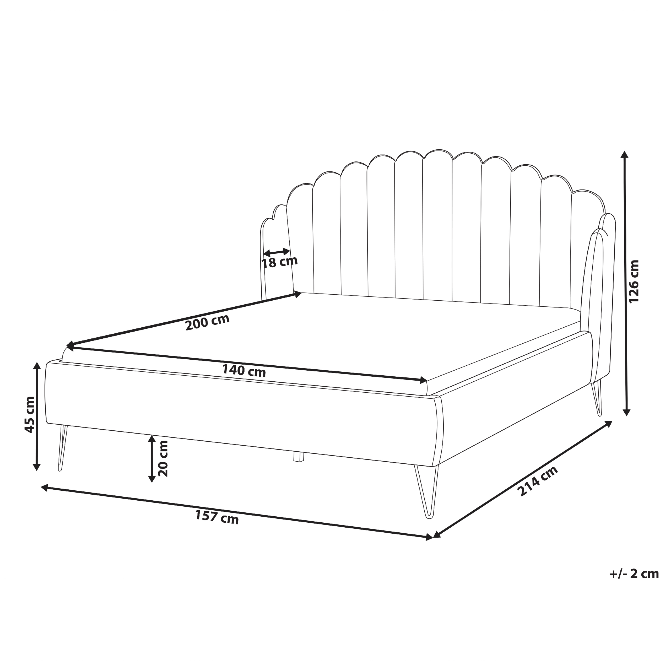 imagem de Cama de casal em veludo cinzento claro 140 x 200 cm AMBILLOU3