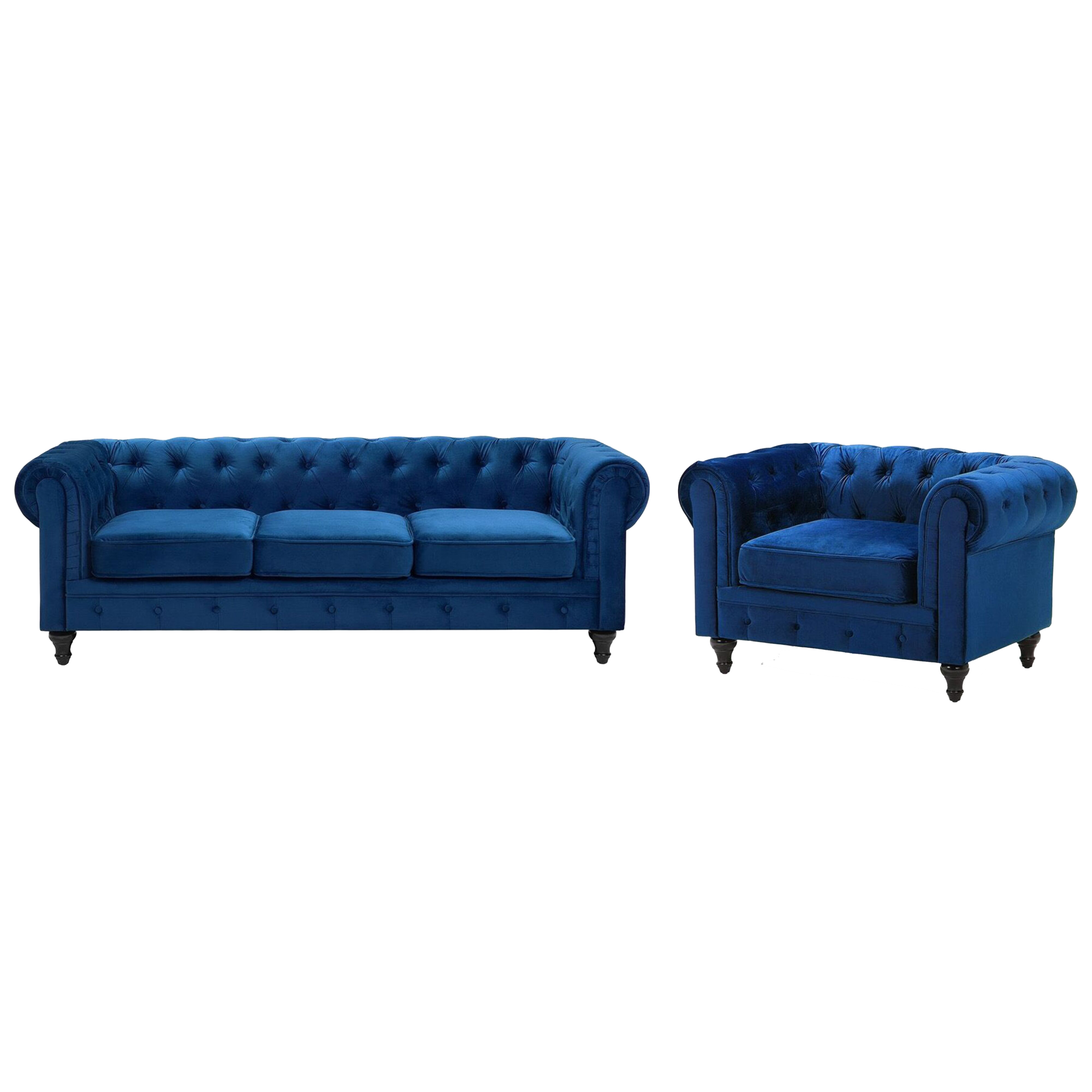 Bankenset fluweel donkerblauw CHESTERFIELD