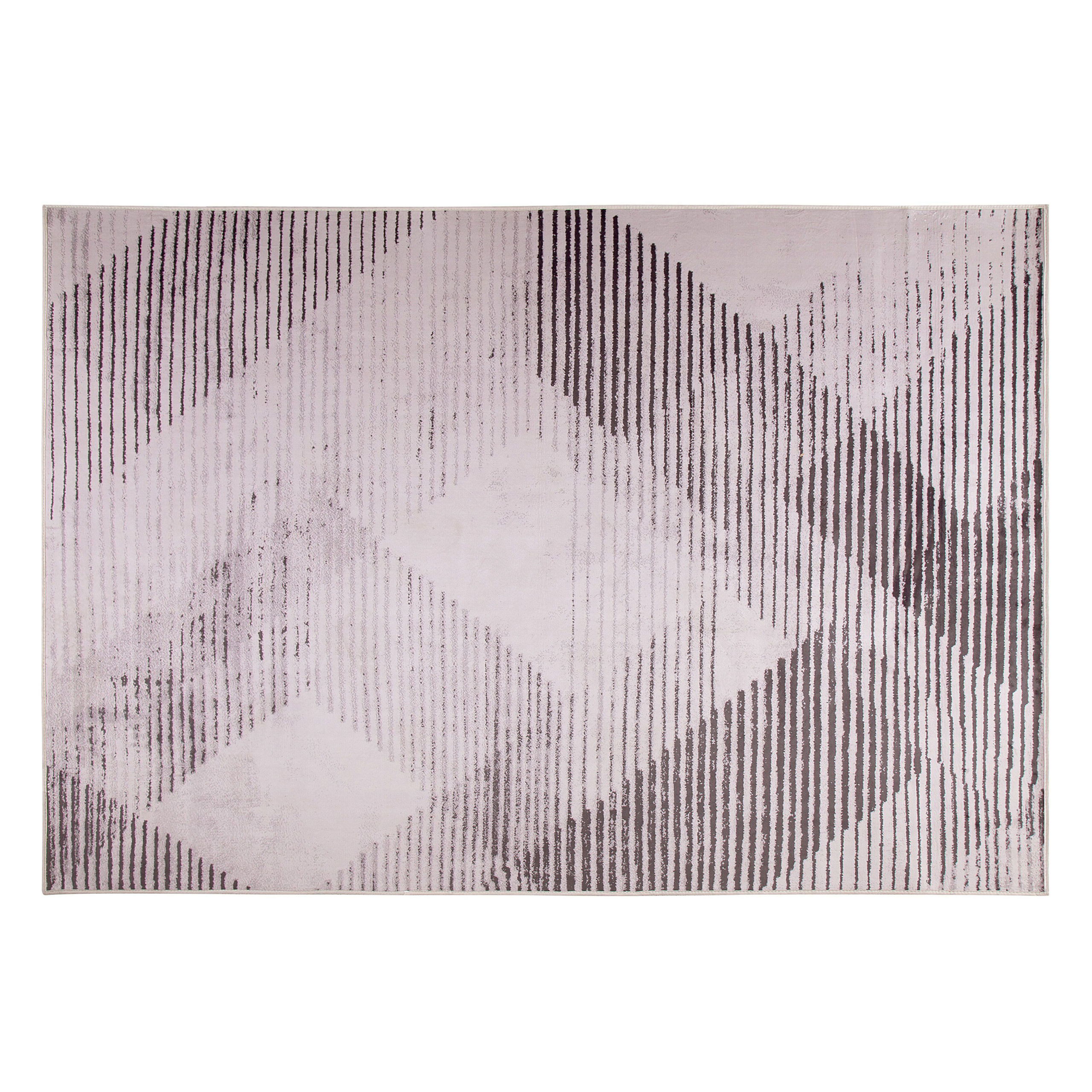 Vloerkleed polyester lichtroze/zwart 140 x 200 cm KALE