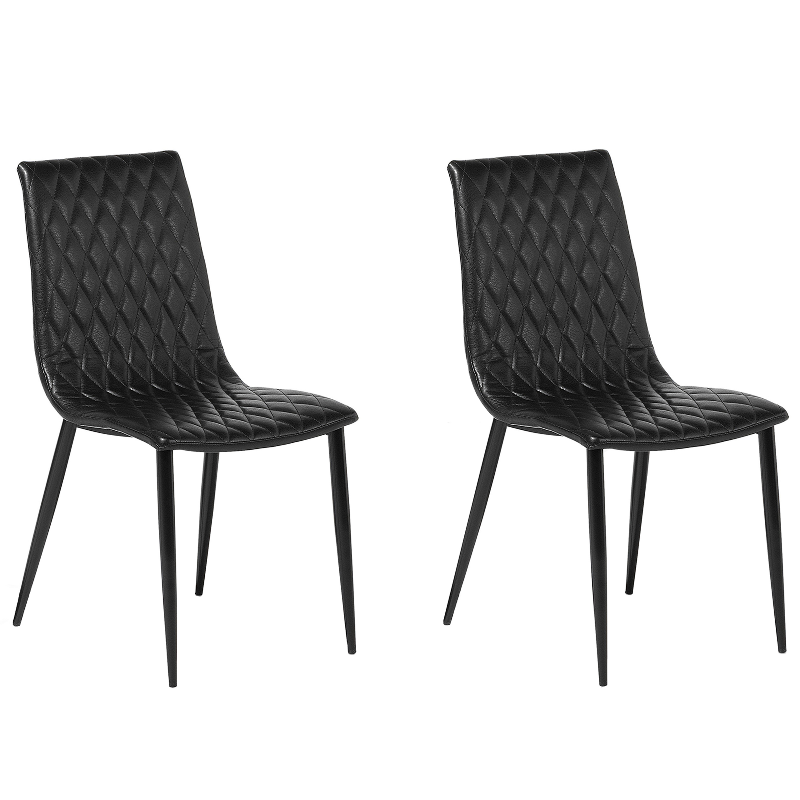 Set van 2 Kunstleer Eetkamerstoel Zwart MONTANA