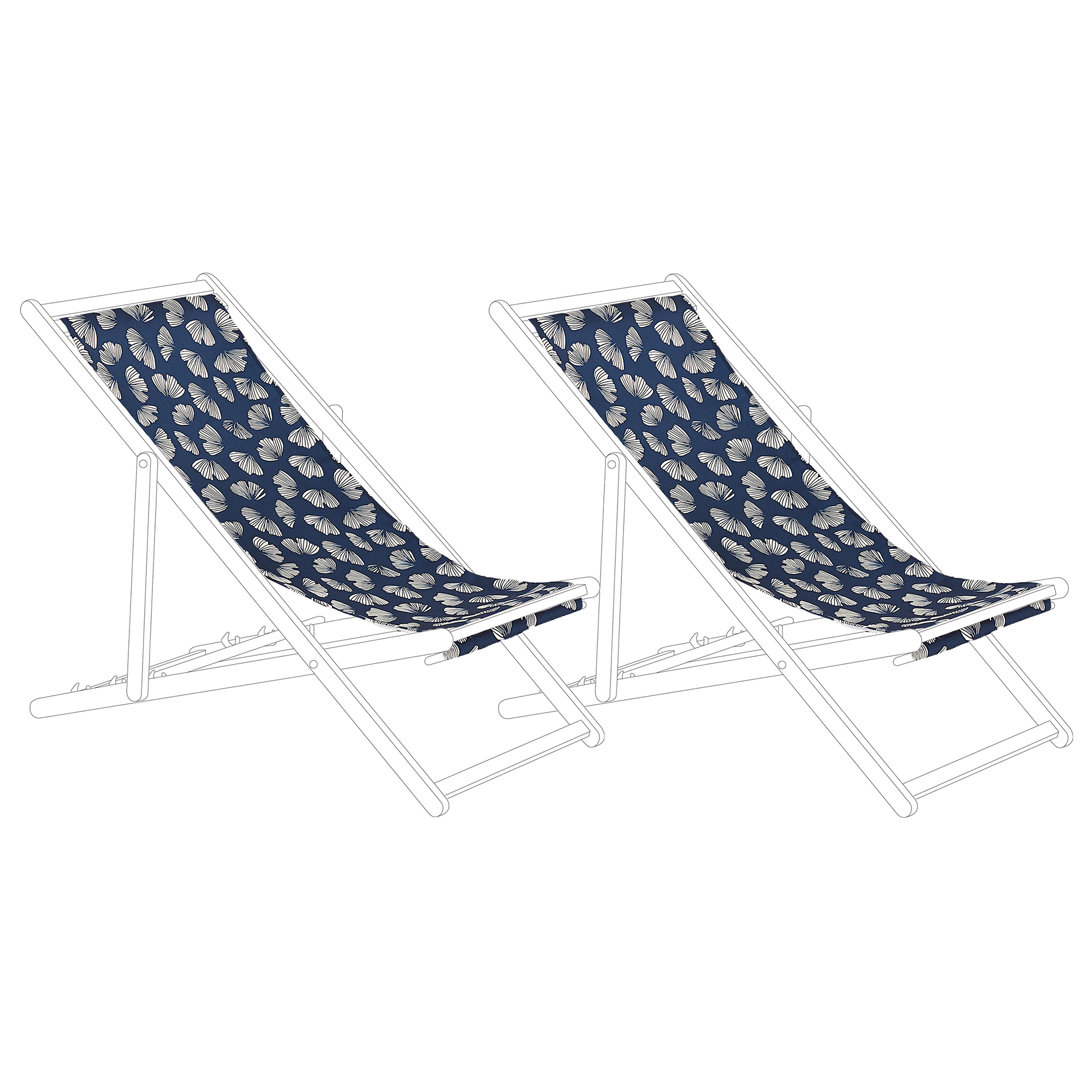 Doeken voor ligstoelen set van 2 bloemenmotief marineblauw ANZIO/AVELLINO