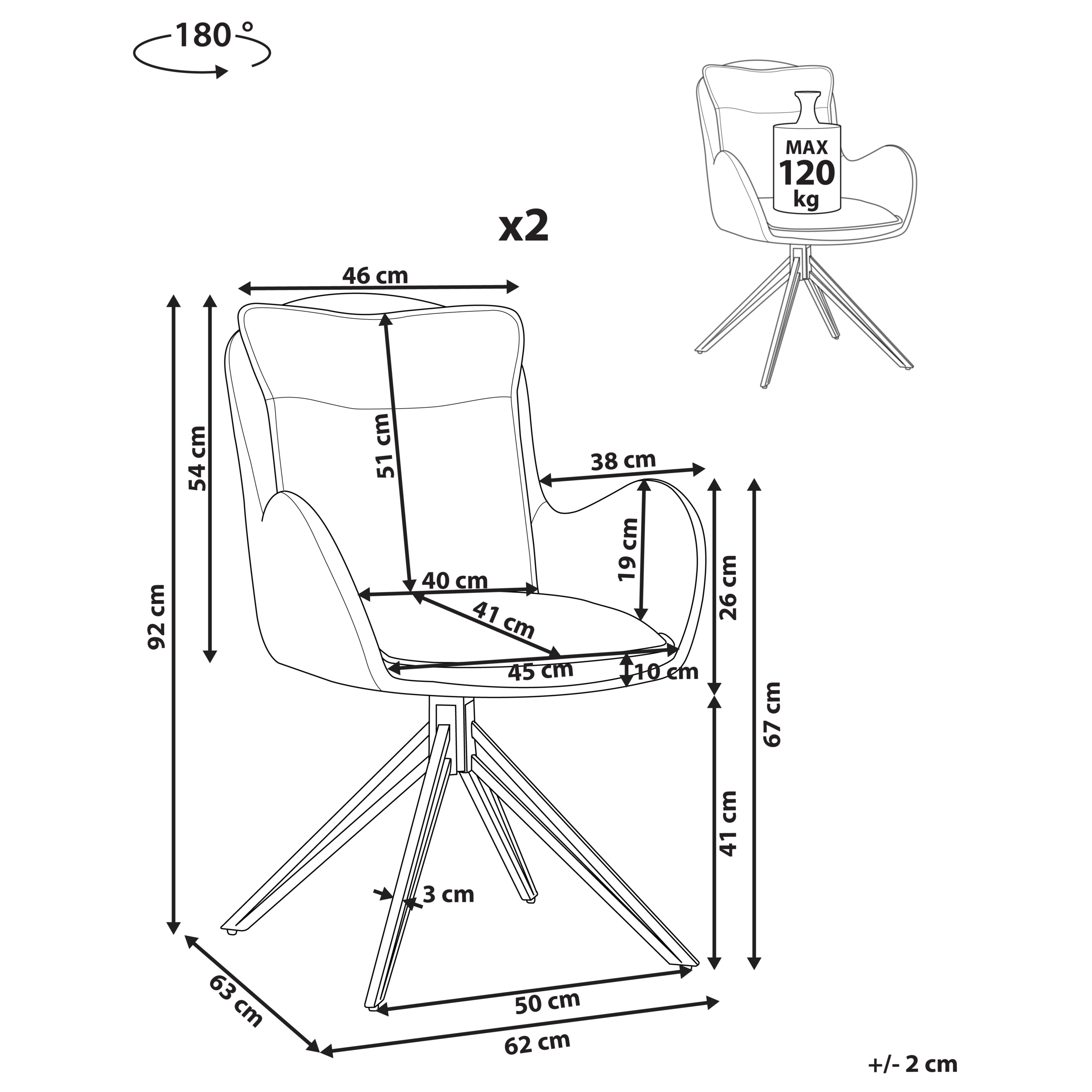 Set de 2 scaune dining Pivotant AVELAR Verde mentă [3]