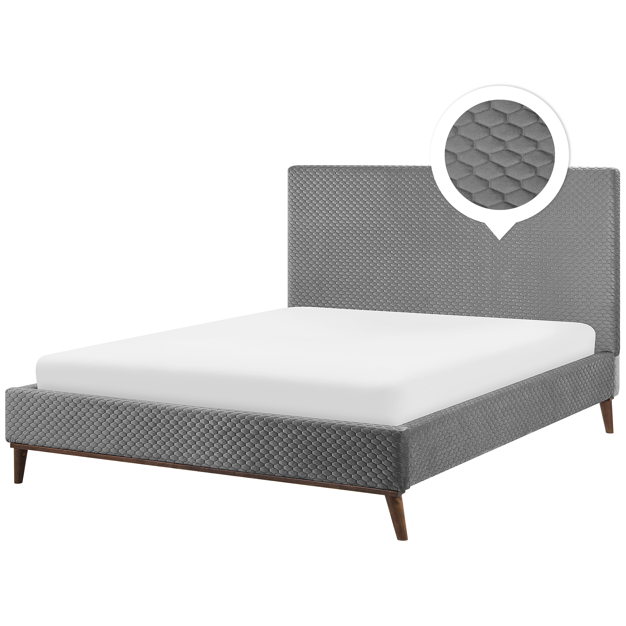 Bed fluweel grijs 180 x 200 cm BAYONNE