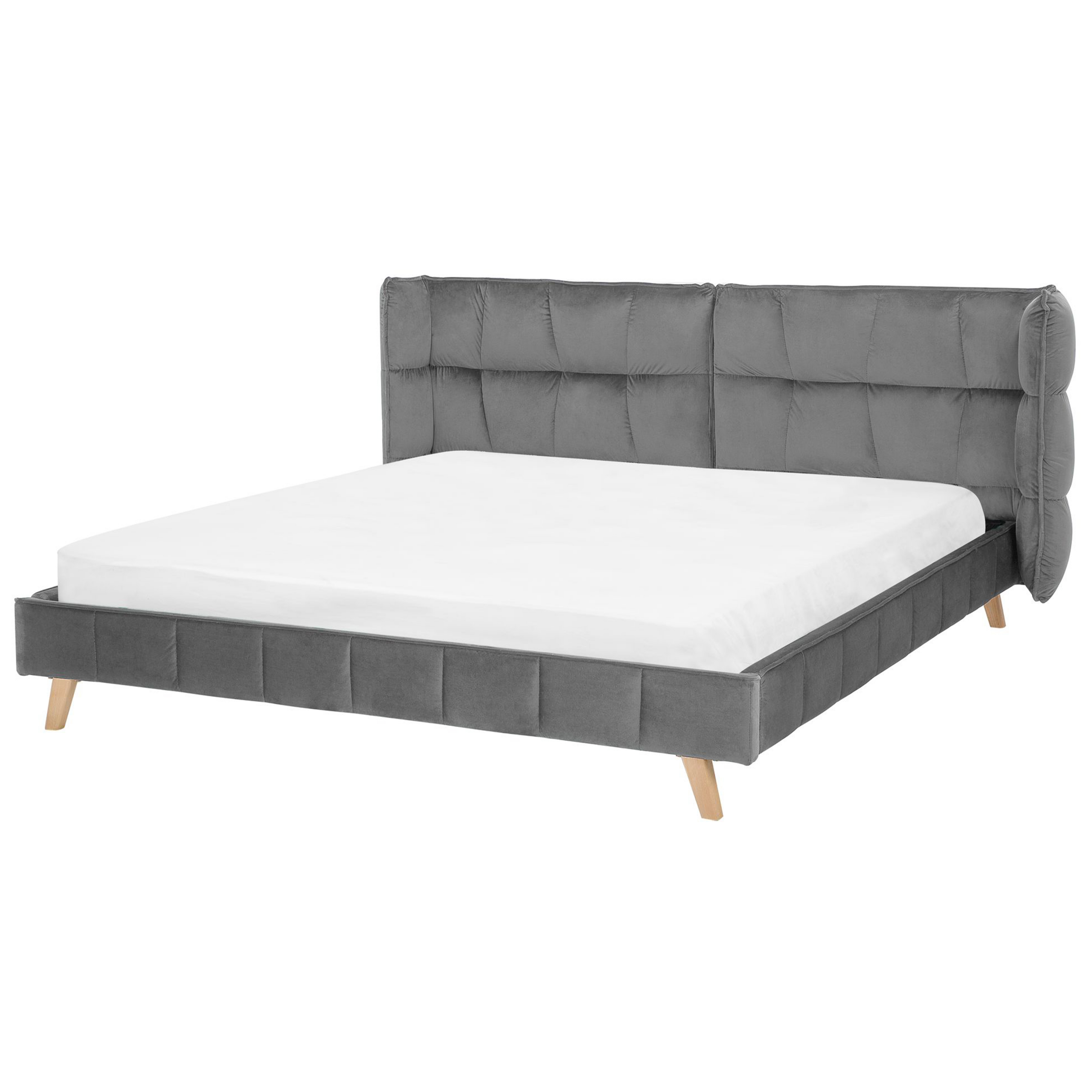 Bed fluweel grijs 180 x 200 cm SENLIS