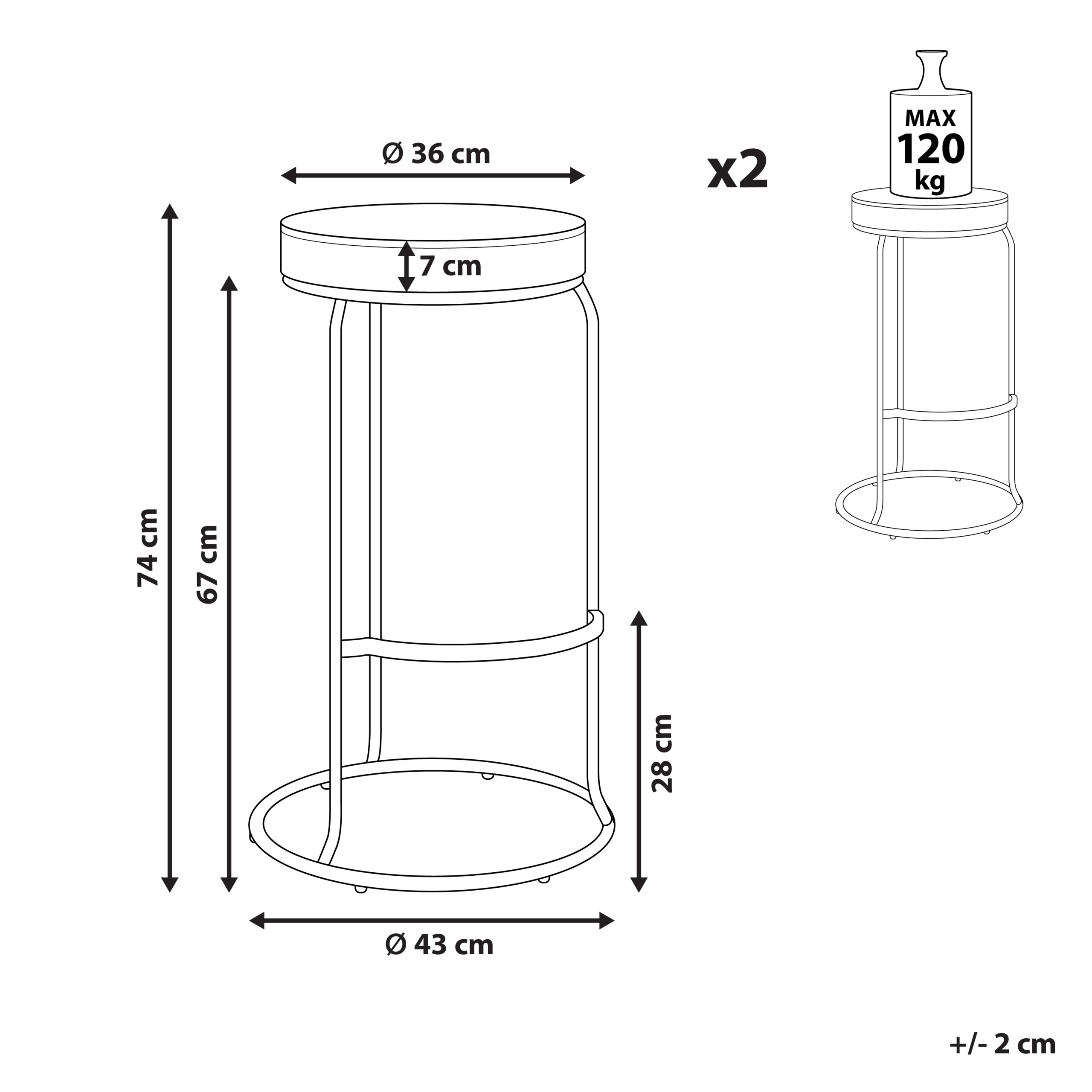 Set de 2 scaune de bar MILROY Piele ecologică Gri deschis [3]