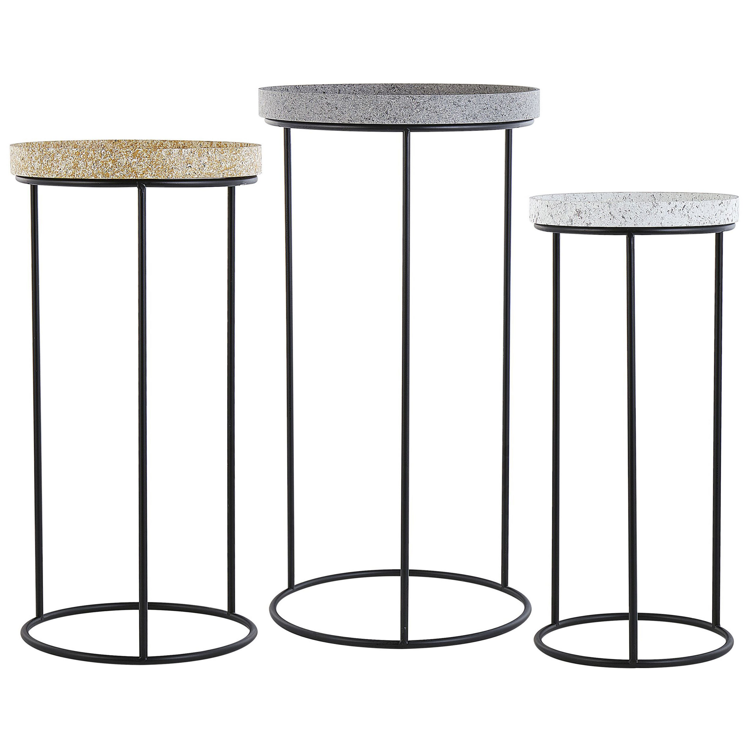 Bijzettafel set van 3 granietlook TEXON