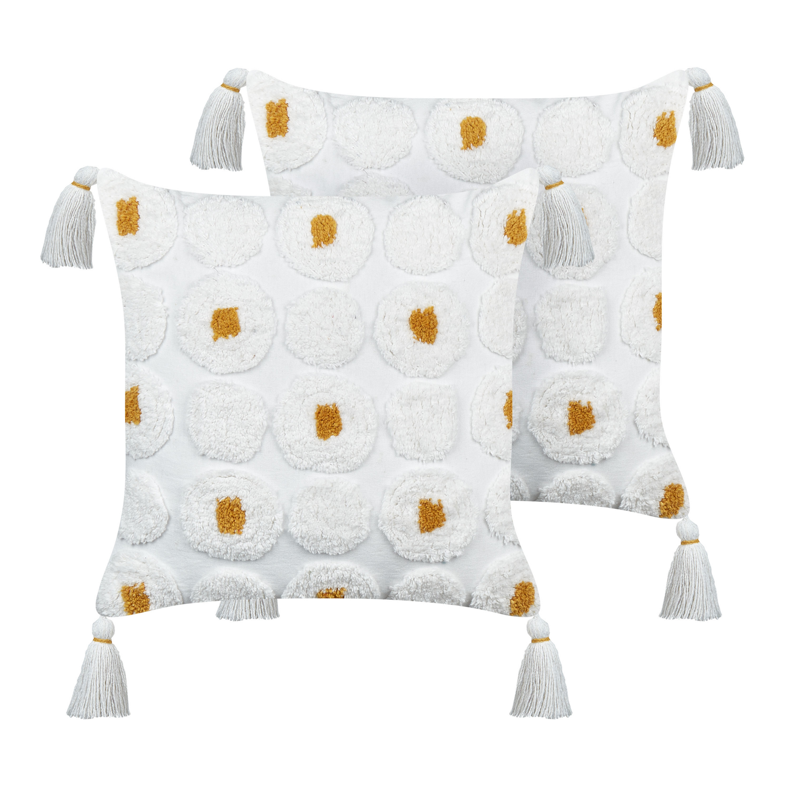 Set van 2 kussens Getuft Katoen Wit AZALIA 45 x 45 cm