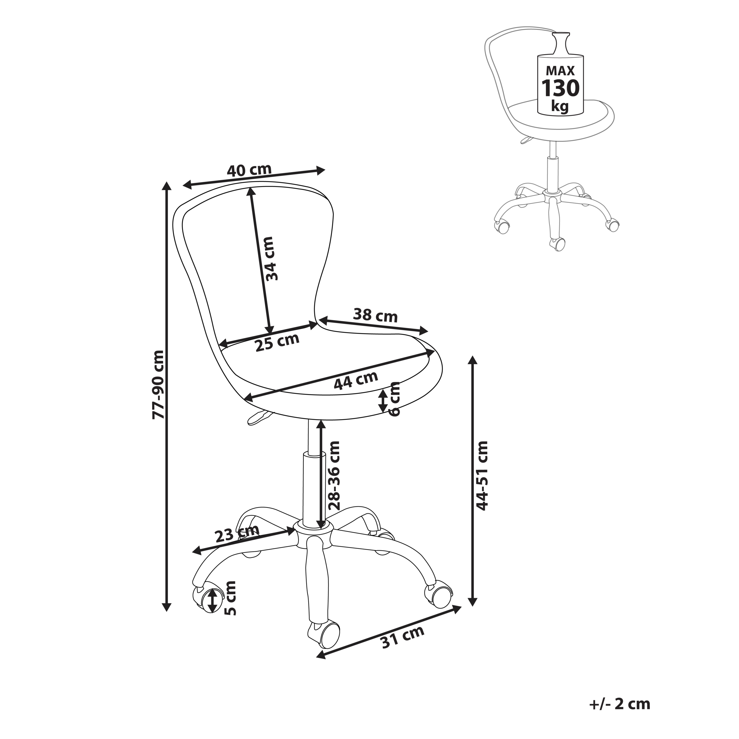 Scaun de birou MARGATE Blană artificială Roz pastel [3]