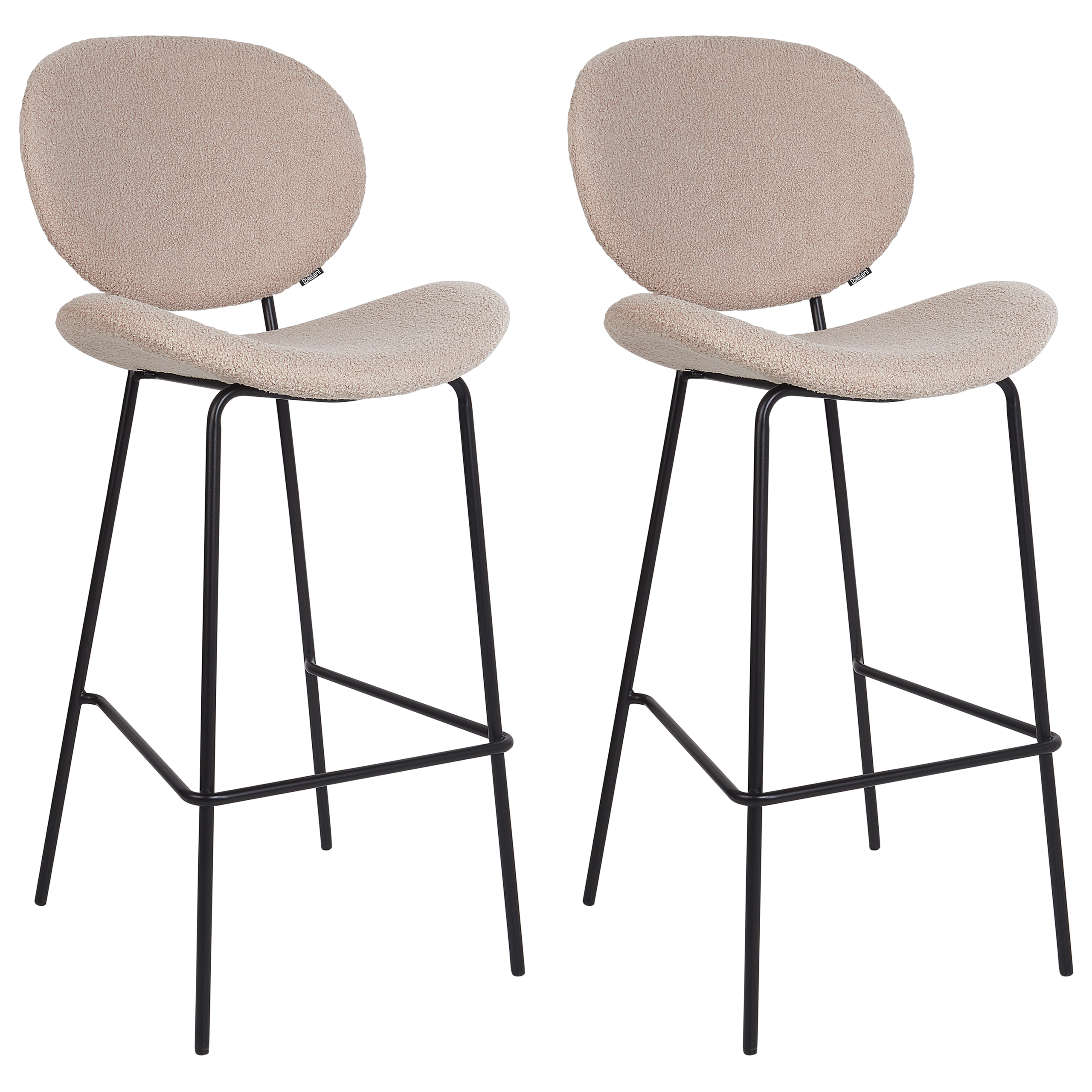 Set of 2 bar stools LUANA Boucle Light beige [4]