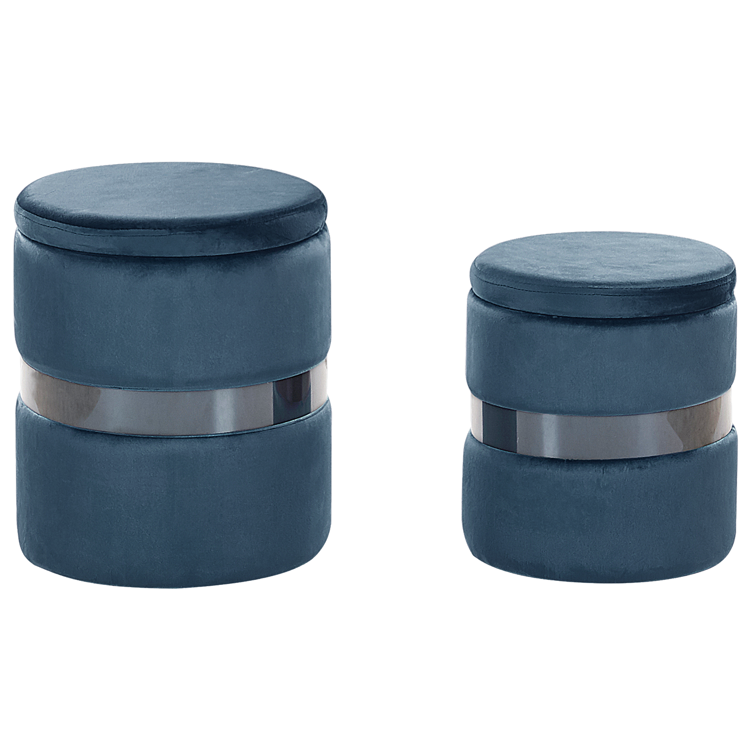 Poef set van 2 fluweel blauw DORIS