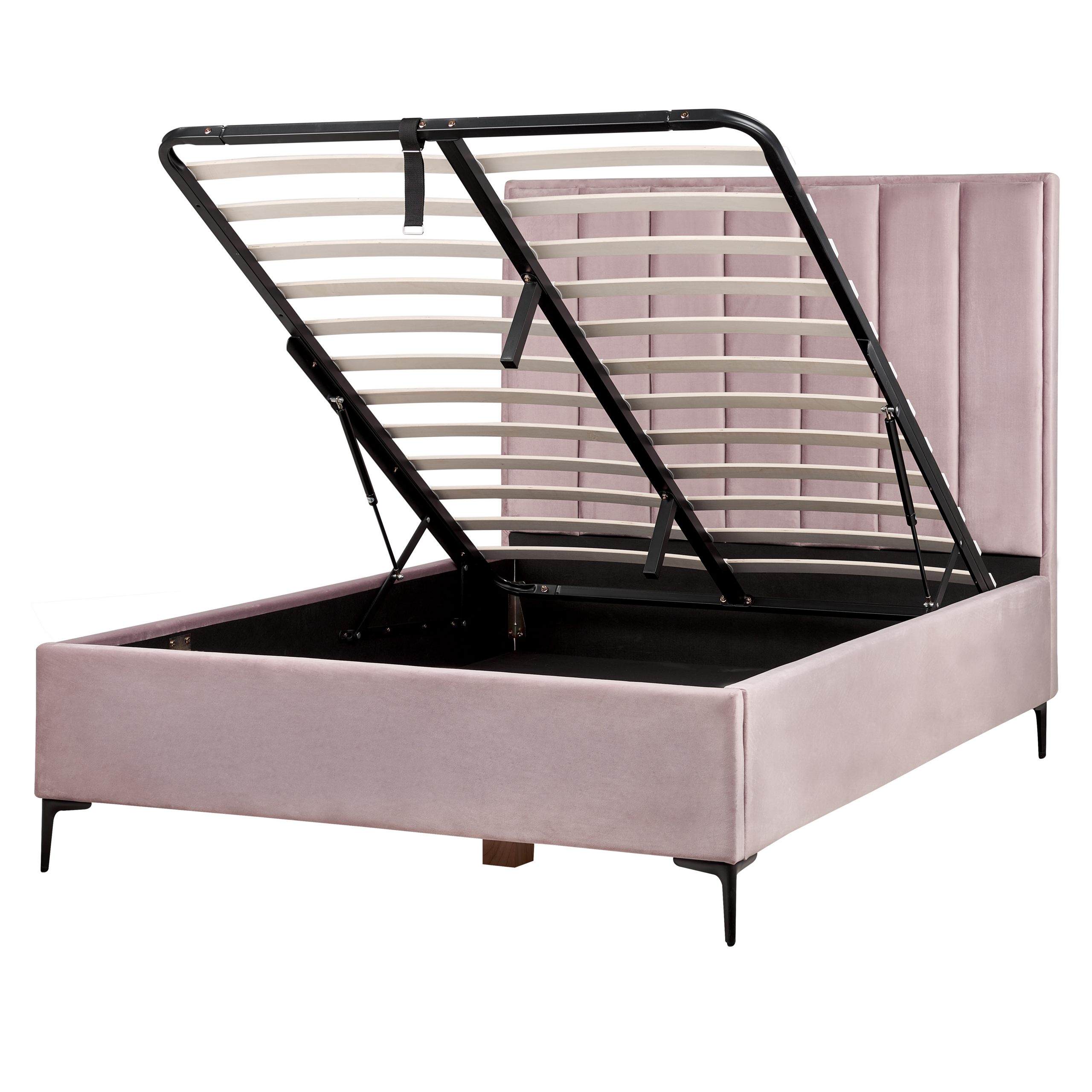 Bed met opbergruimte fluweel roze 140 x 200 cm SEZANNE