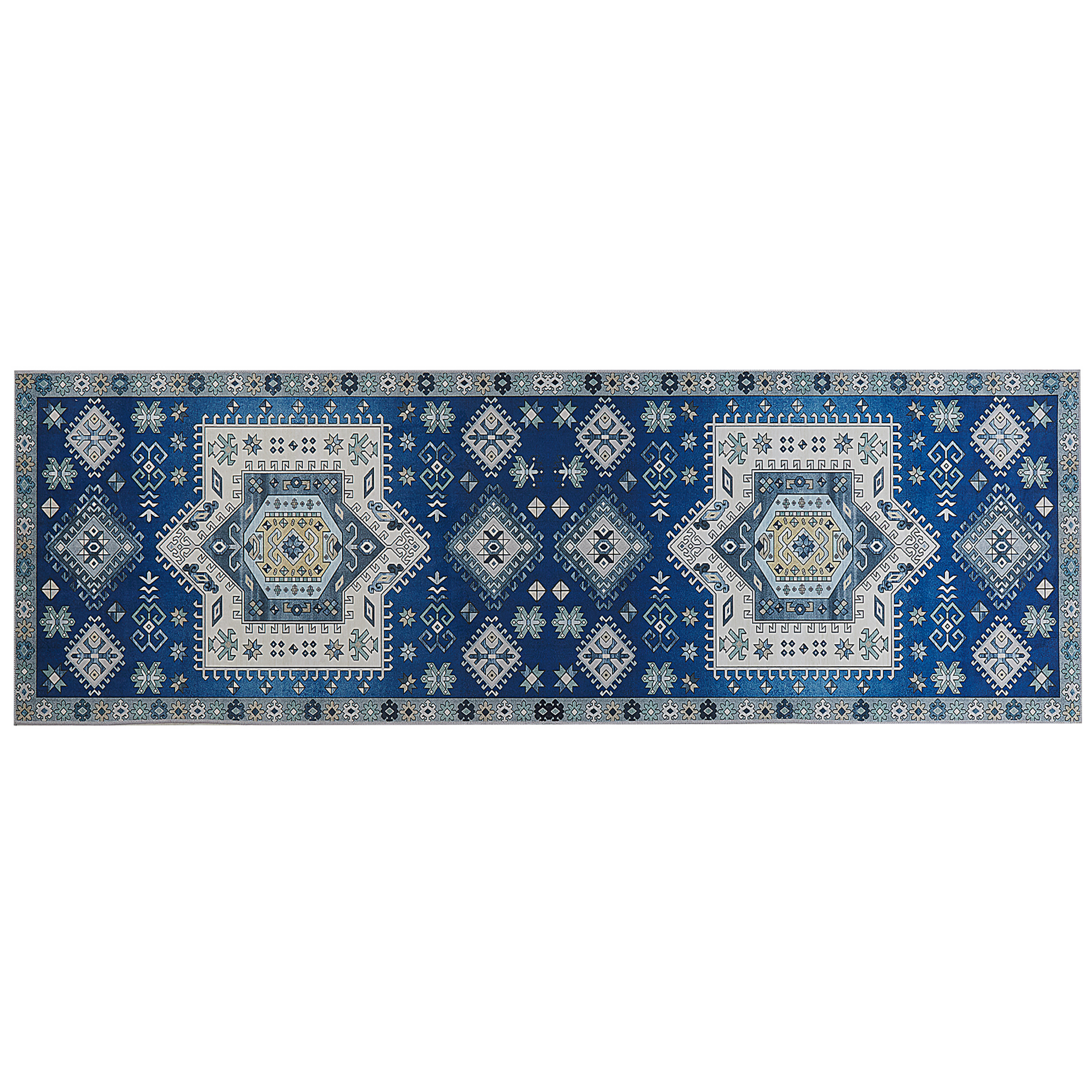 Vloerkleed polyester blauw 80 x 240 cm PARVAKALDI