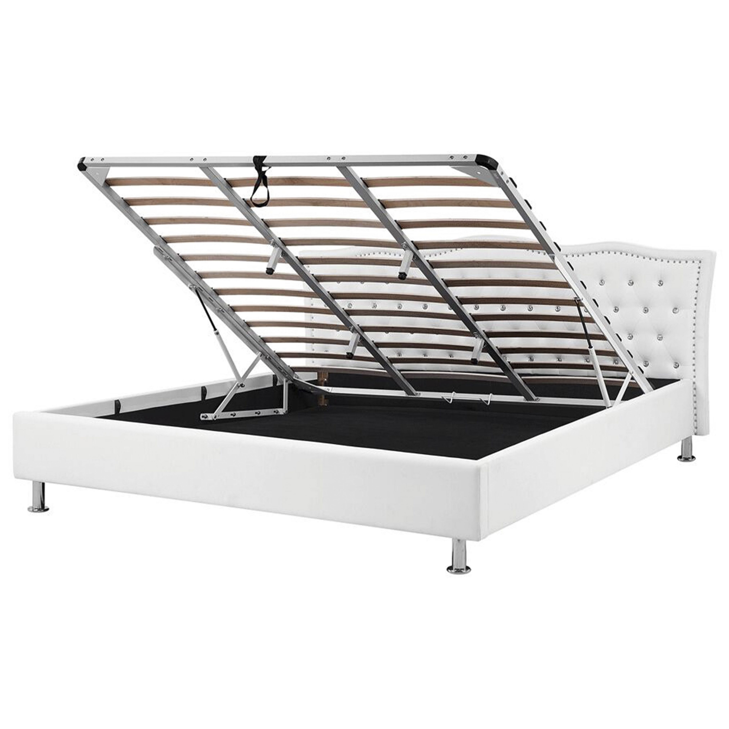 Bed met opbergruimte kunstleer wit 180 x 200 cm METZ