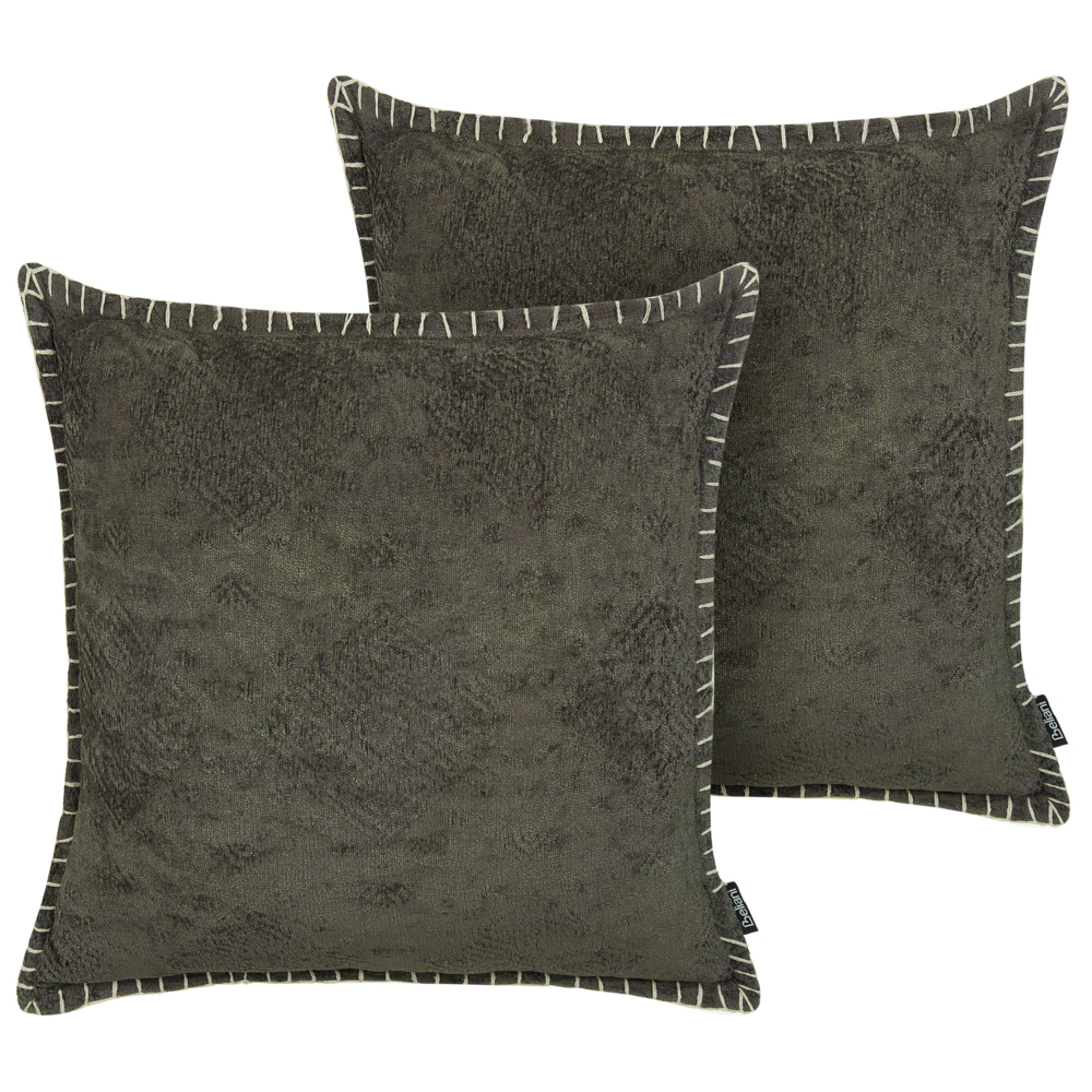 Image of Set di 2 cuscini decorativi grigio motivo geometrico 45 x 45 cm accessori decorativi vintage glamour invecchiati