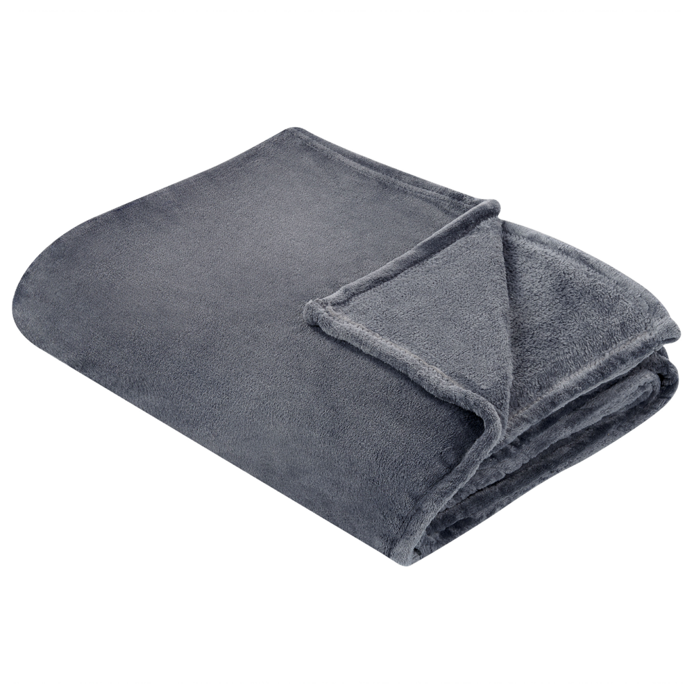 Image of Coperta plaid in poliestere grigio 200 x 220 cm morbido durevole letto divano soggiorno stile classico