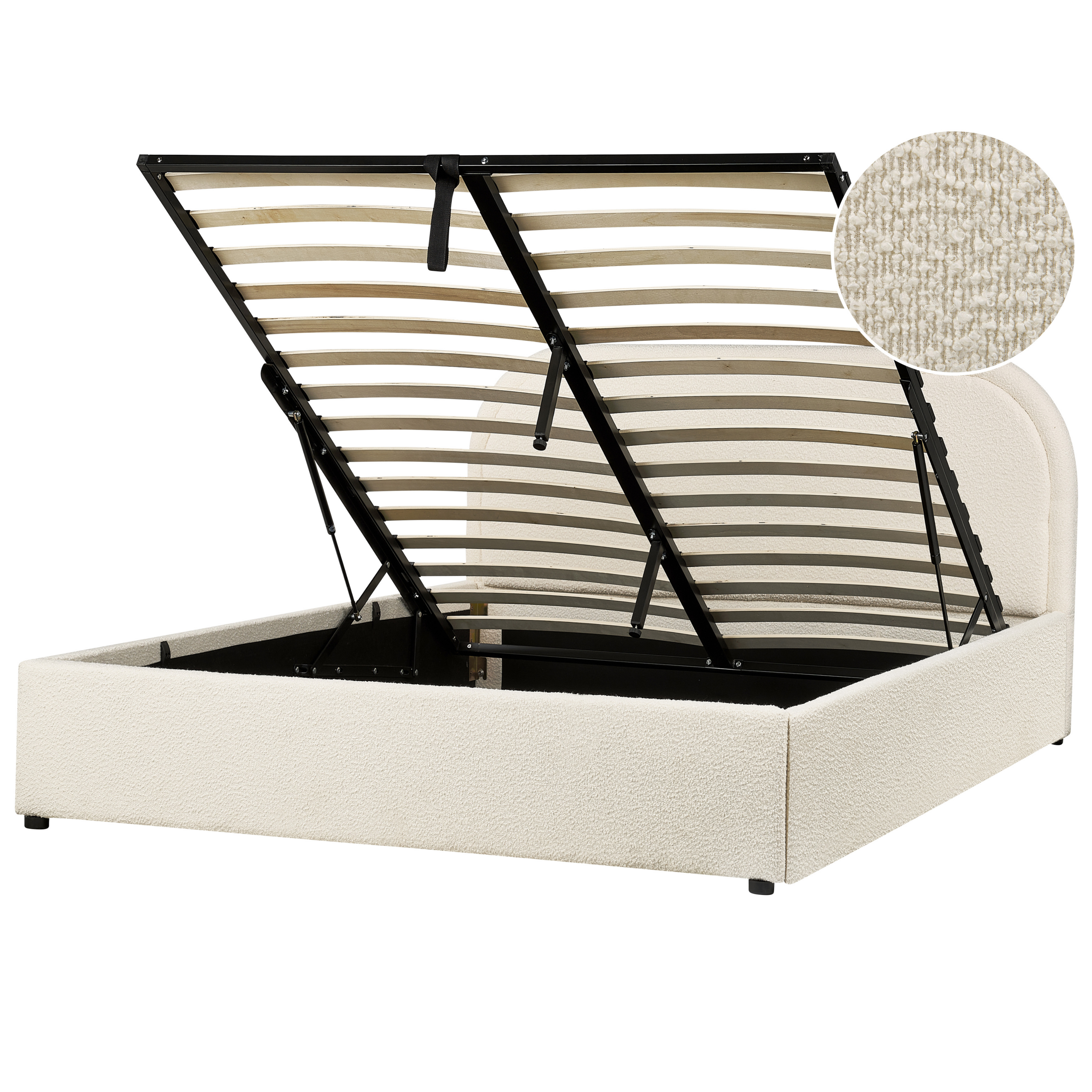 Bed met opbergruimte bouclé lichtbeige 140 x 200 cm QUILLIEN