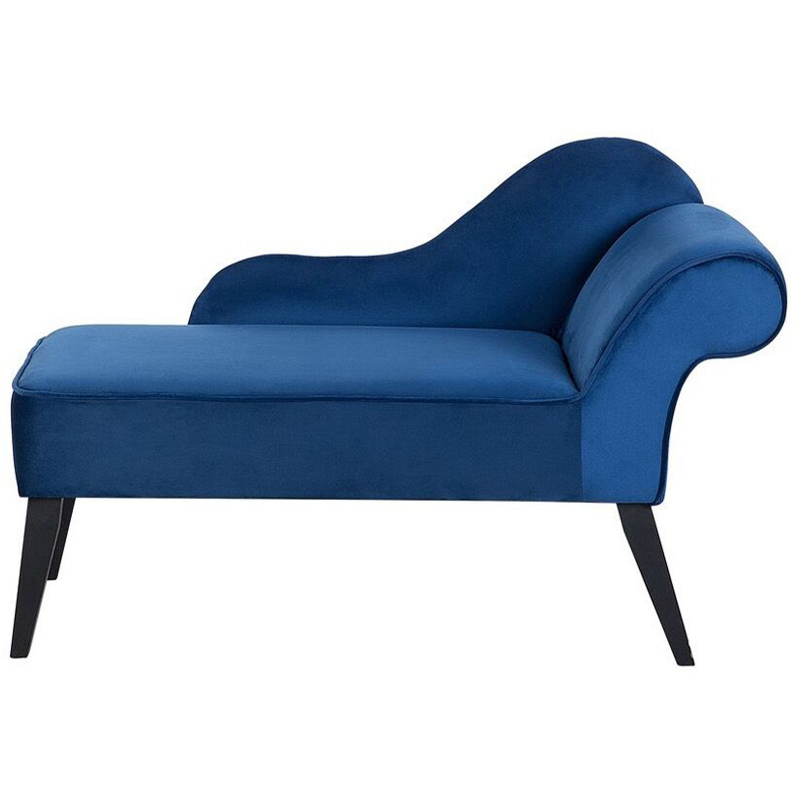 Chaise longue fluweel blauw rechtszijdig BIARRITZ