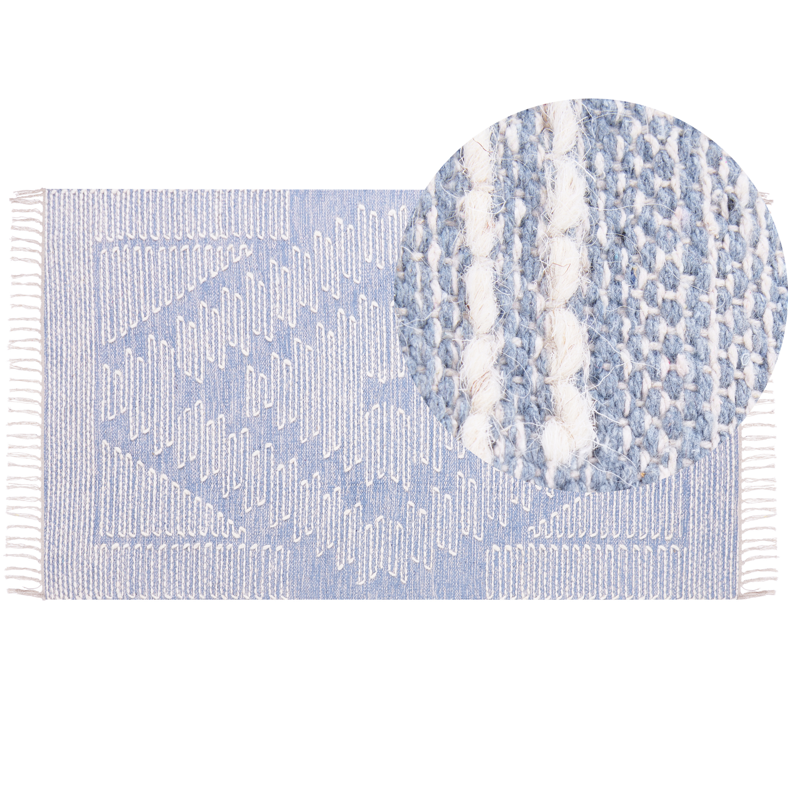 Vloerkleed katoen blauw/wit 80 x 150 cm ANSAR