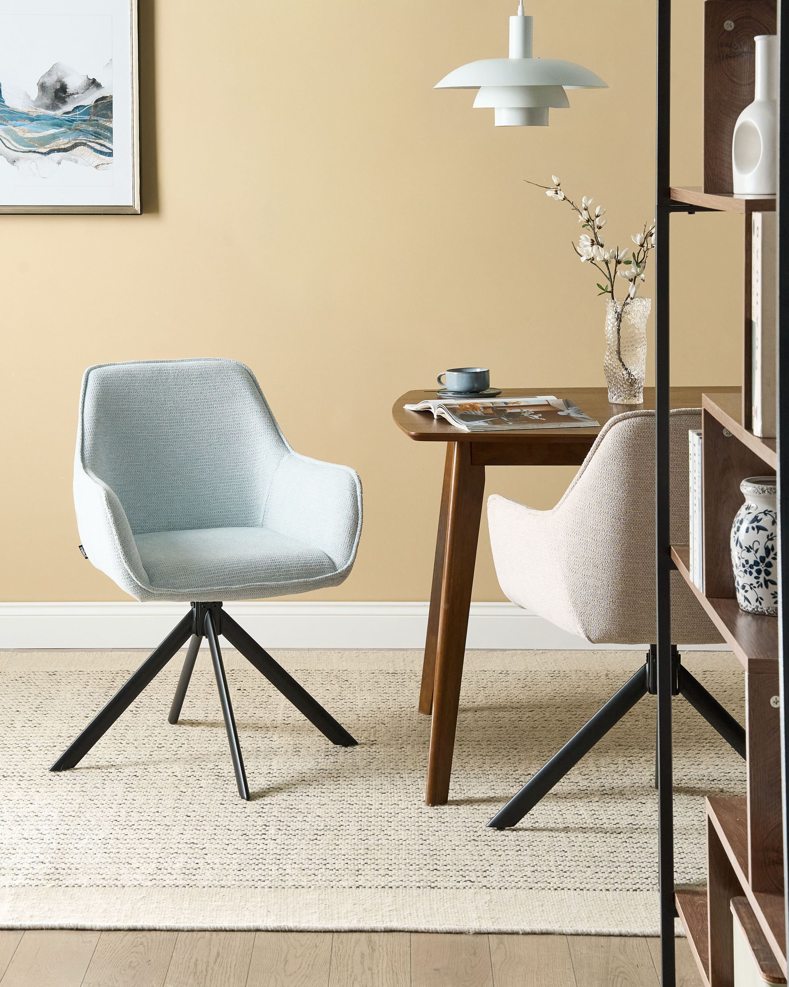 Scaun dining - Scaun dining Pivotant MORNAS In sintetic Albastru deschis