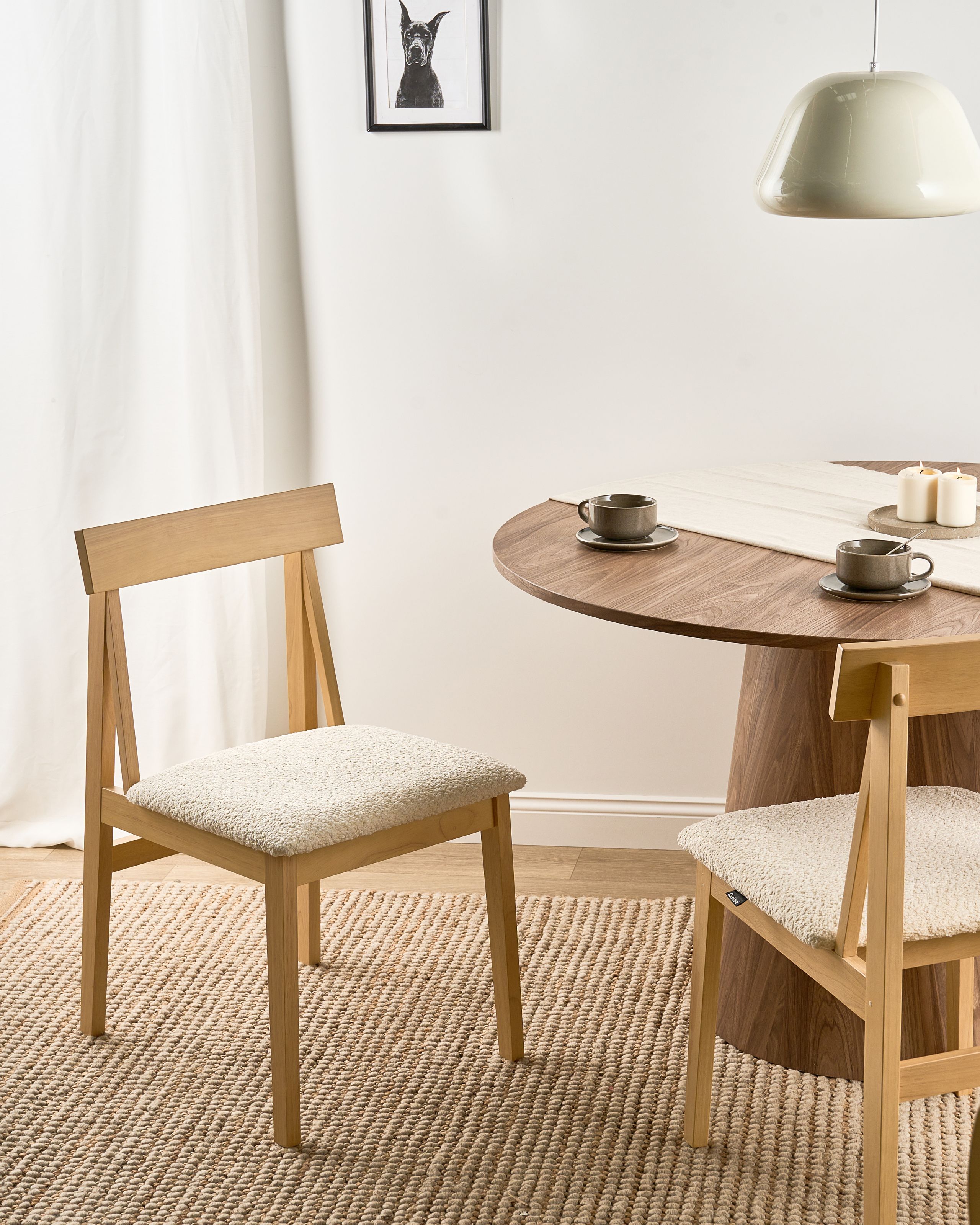 Scaun dining - Set de 2 scaune dining ISLE Lemn Maro deschis/Bej