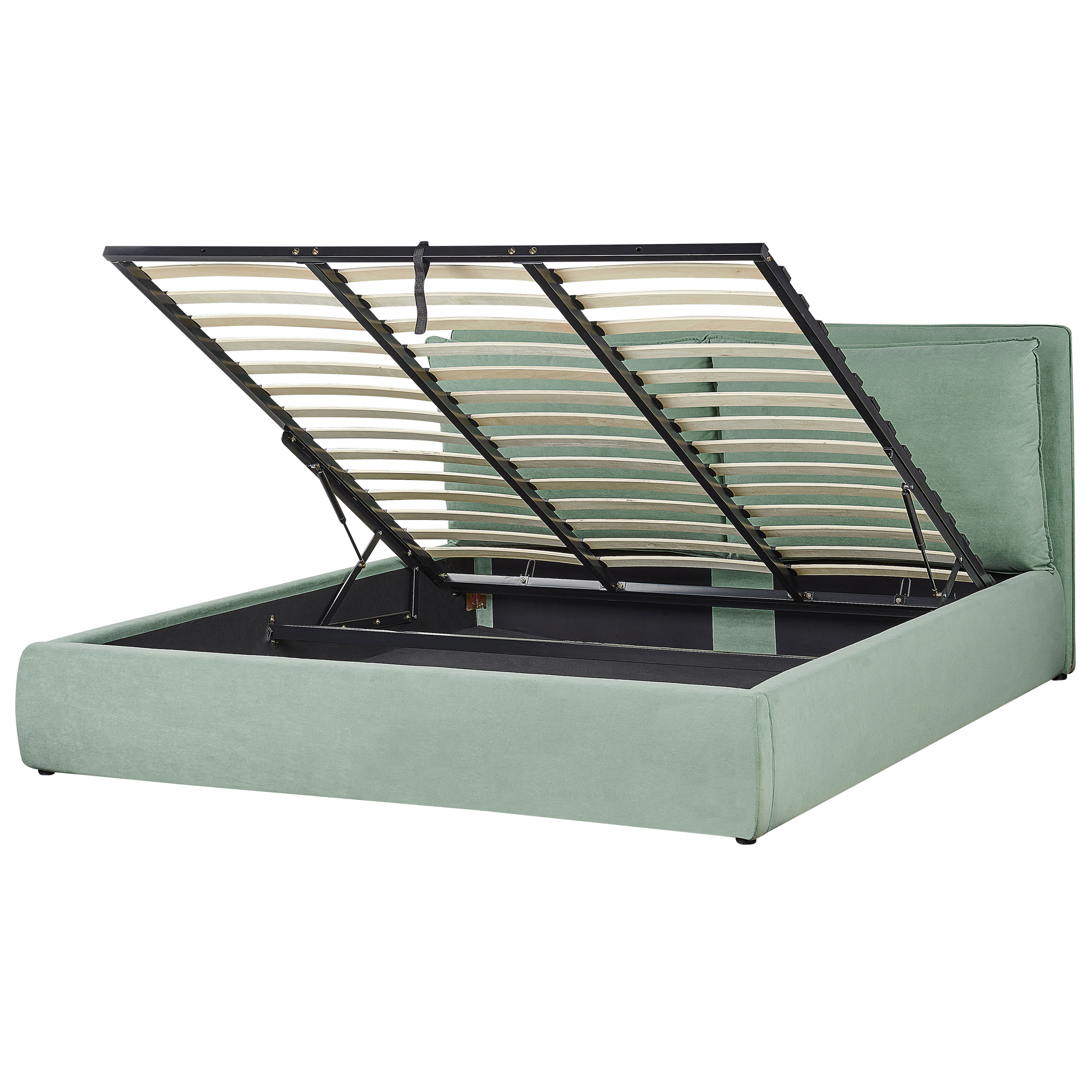 Bed met opbergruimte fluweel groen 180 x 200 cm BAJONNA
