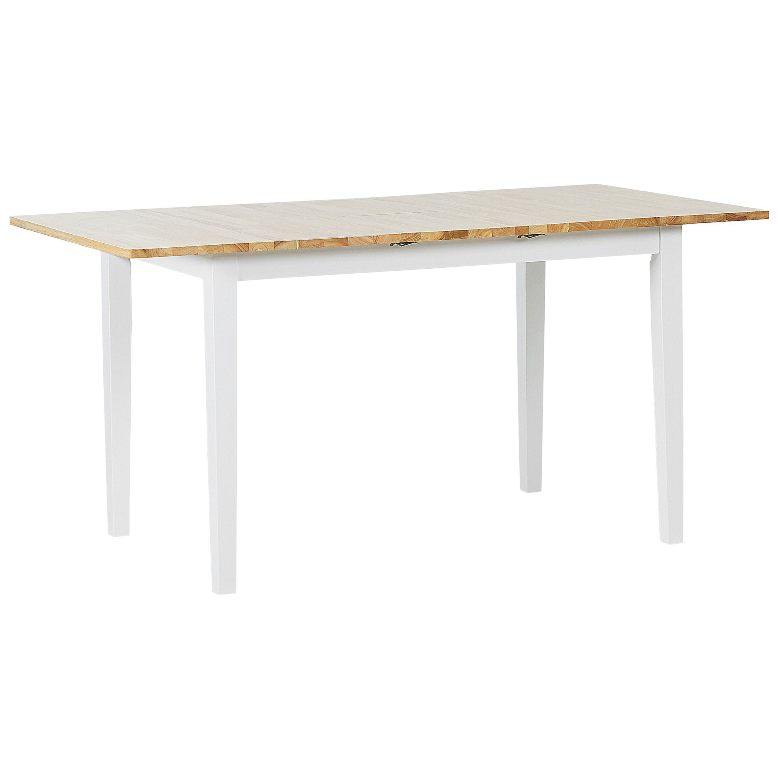Eettafel uitschuifbaar rubberhout lichtbruin/wit 120/150 x 80 cm HOUSTON
