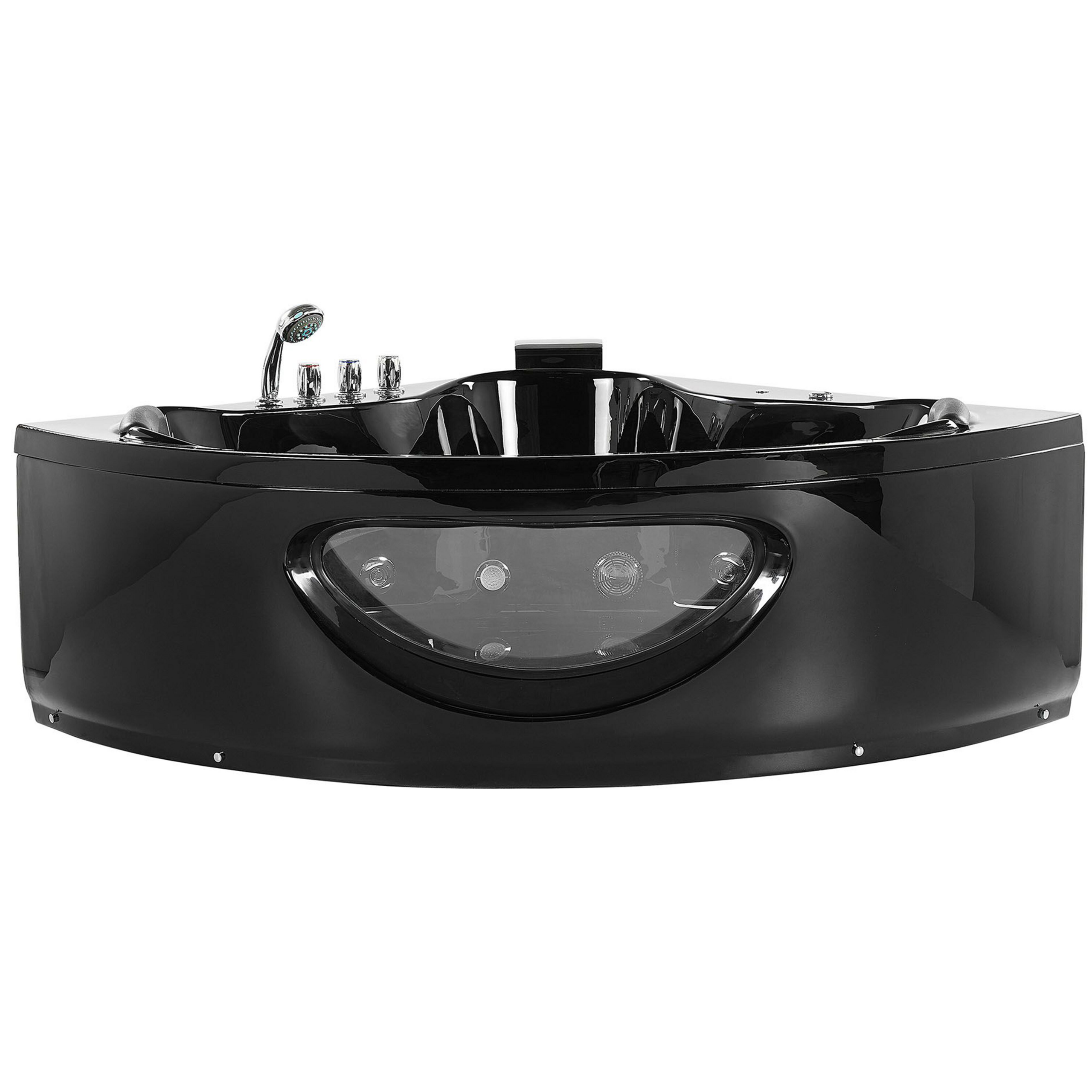 Hoekbad whirlpool LED zwart 205 x 146 cm TOCOA
