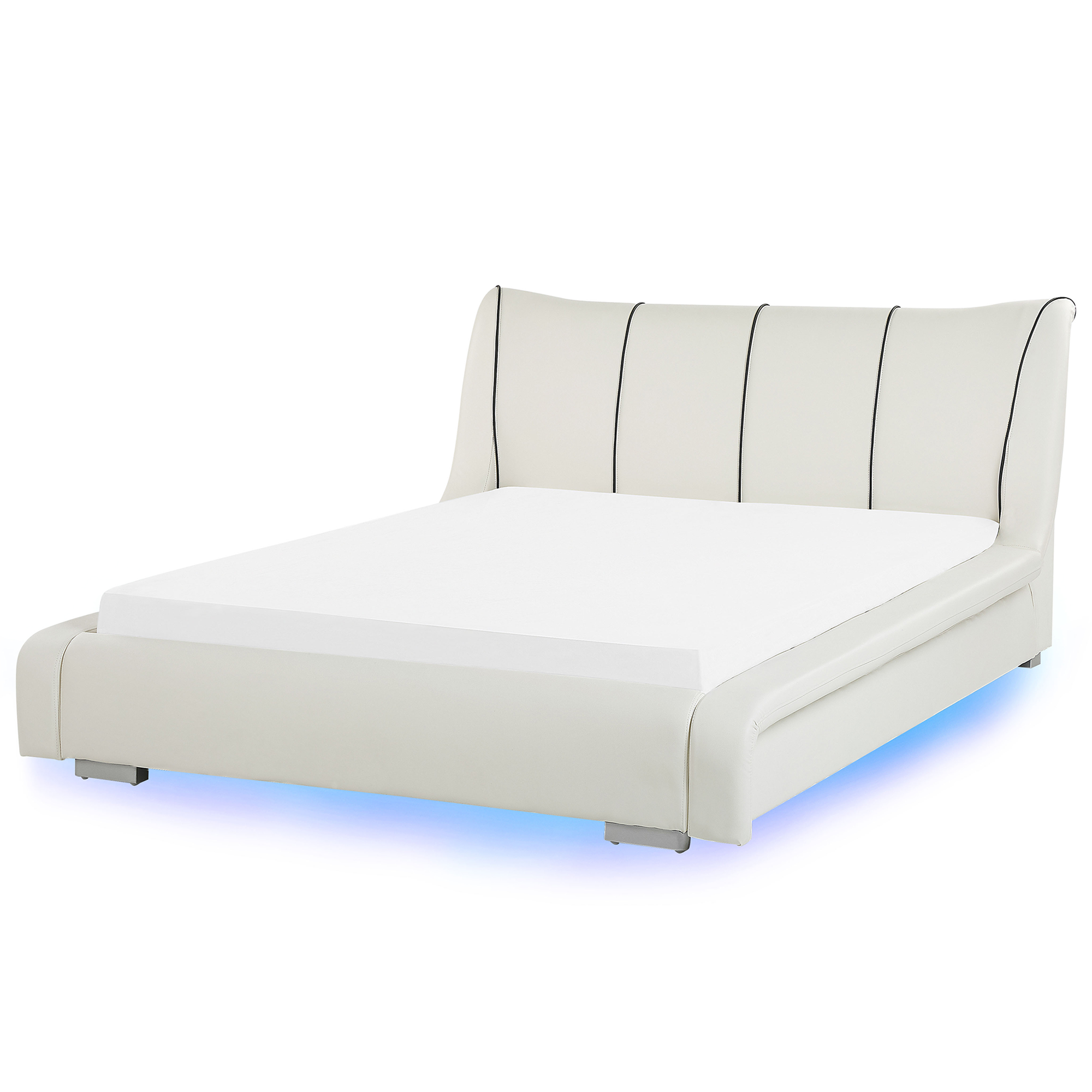 Bed met LED leer wit 140 x 200 cm NANTES