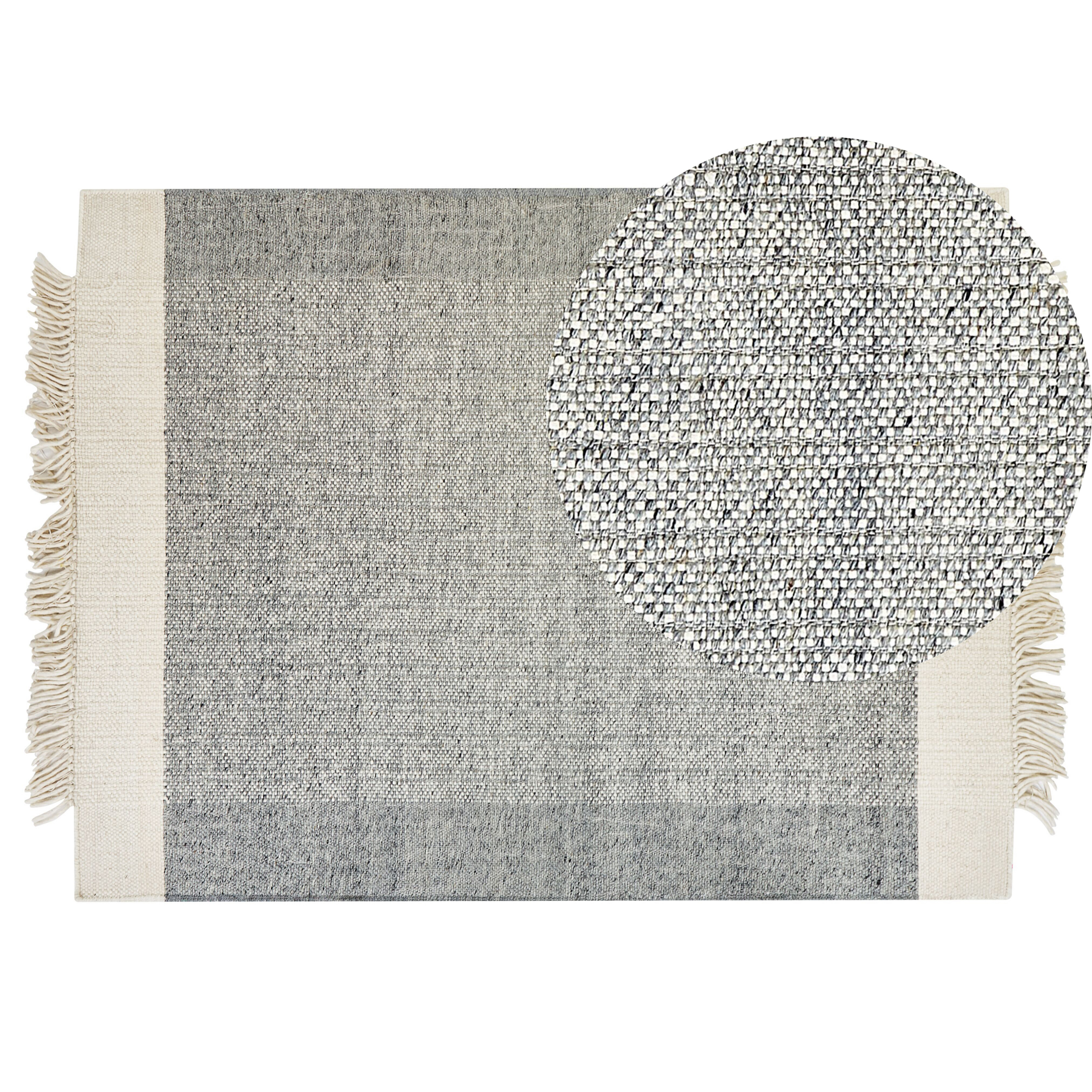 Vloerkleed wol grijs/off-white 140 x 200 cm TATLISU