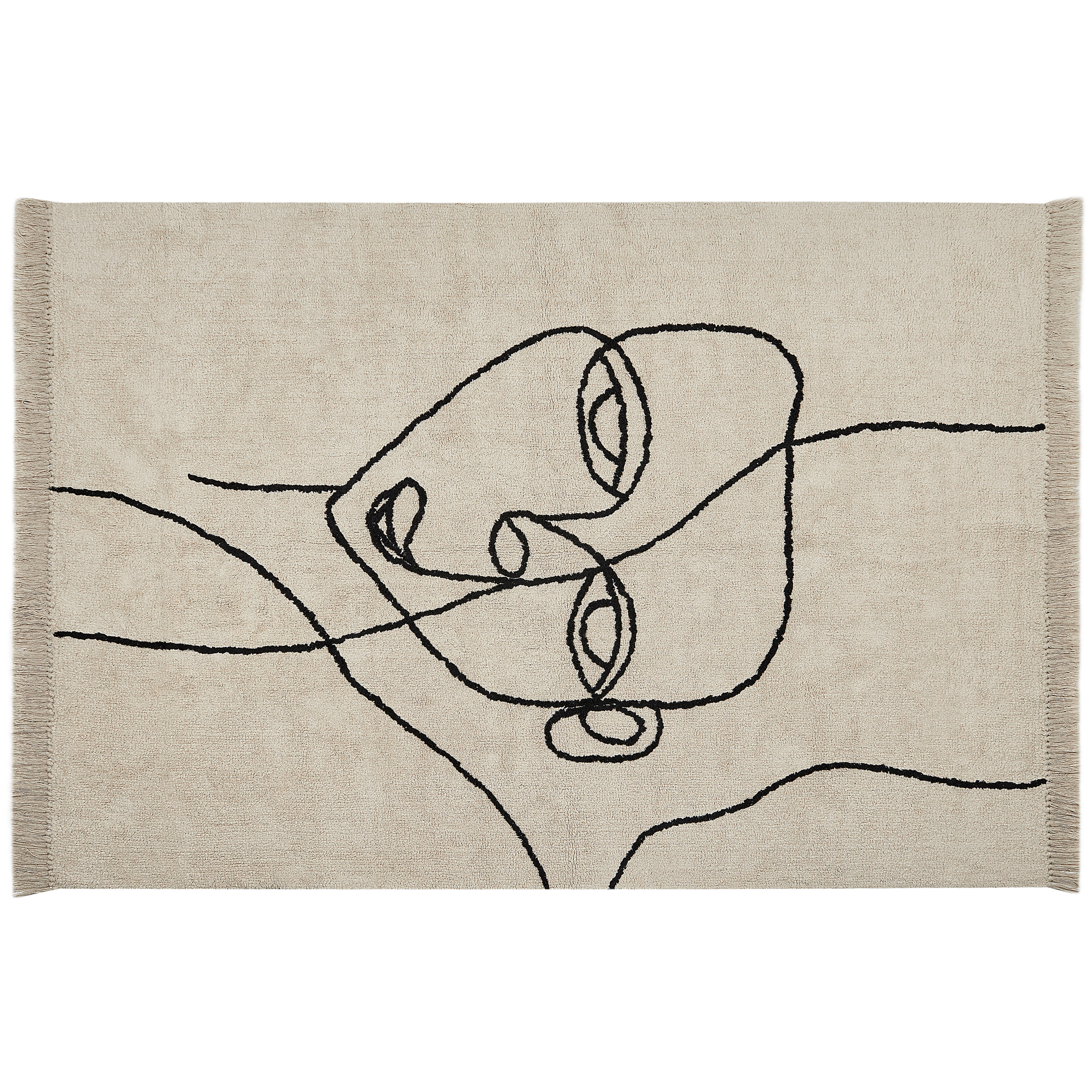 Vloerkleed katoen beige/zwart 160 x 230 cm NURU
