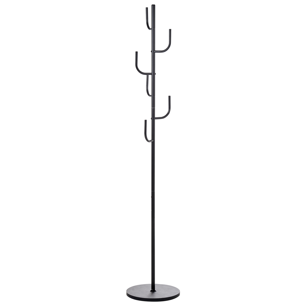 Appendiabiti in metallo nero da 170 cm, appendiabiti autoportante, industriale e moderno, pezzo d'arredo per corridoio.