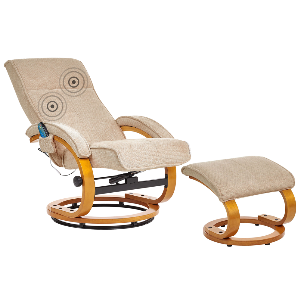 Poltrona reclinabile moderna in tessuto beige con poggiapiedi Riscaldamento massaggiante design retrò