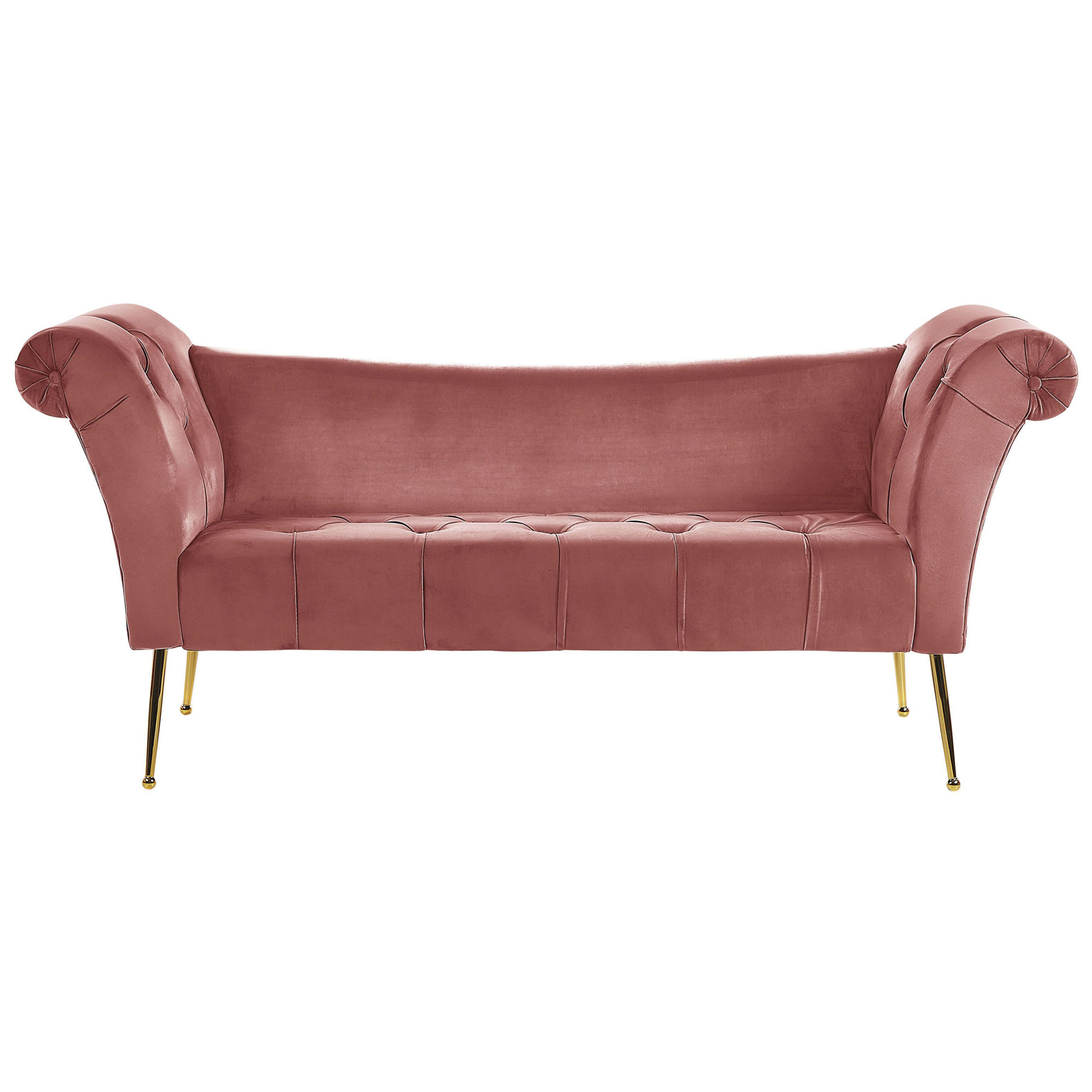 Chaise longue fluweel roze NANTILLY