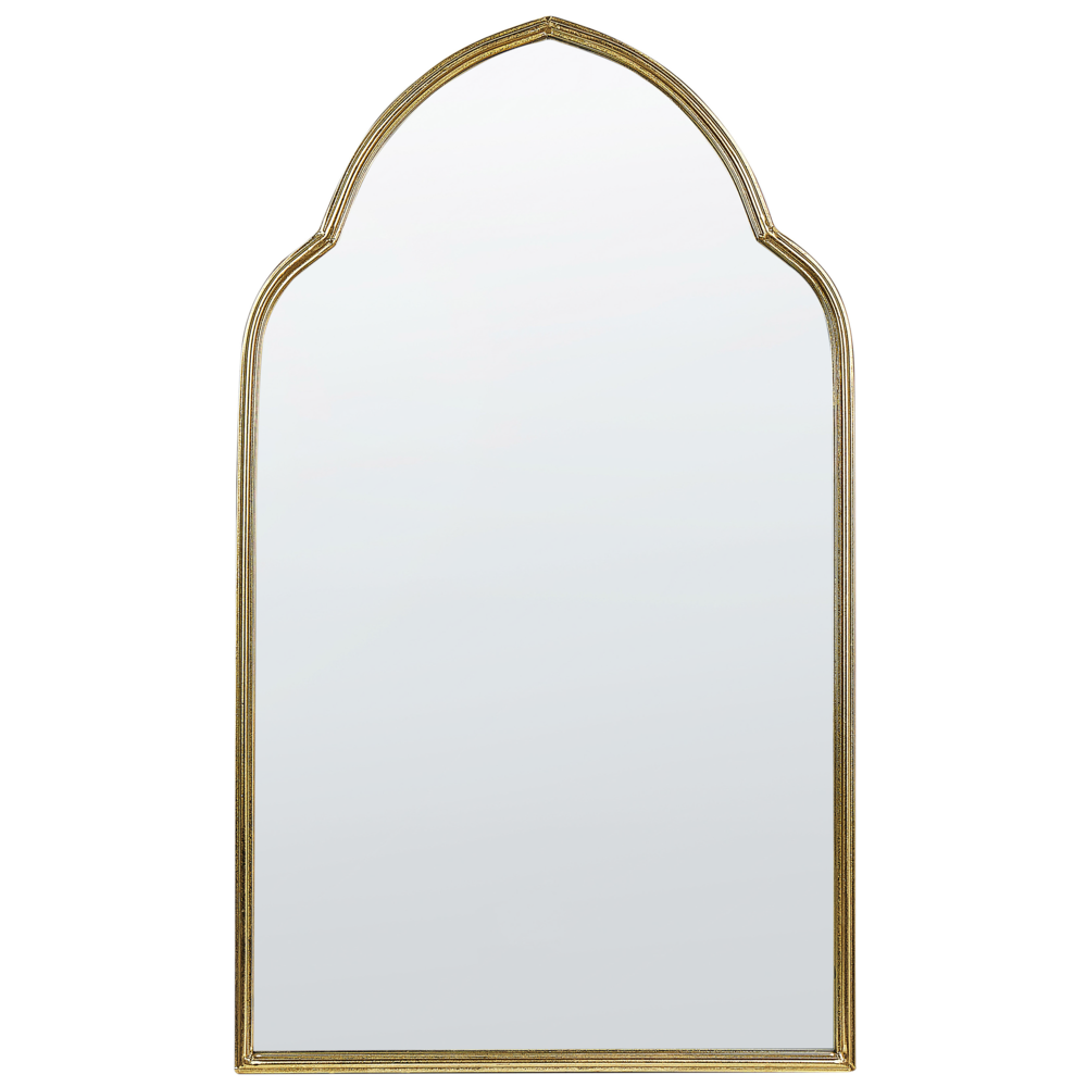 Specchio da parete con cornice in metallo dorato 58 x 104 cm, pezzo decorativo fatto a mano per il soggiorno glamour