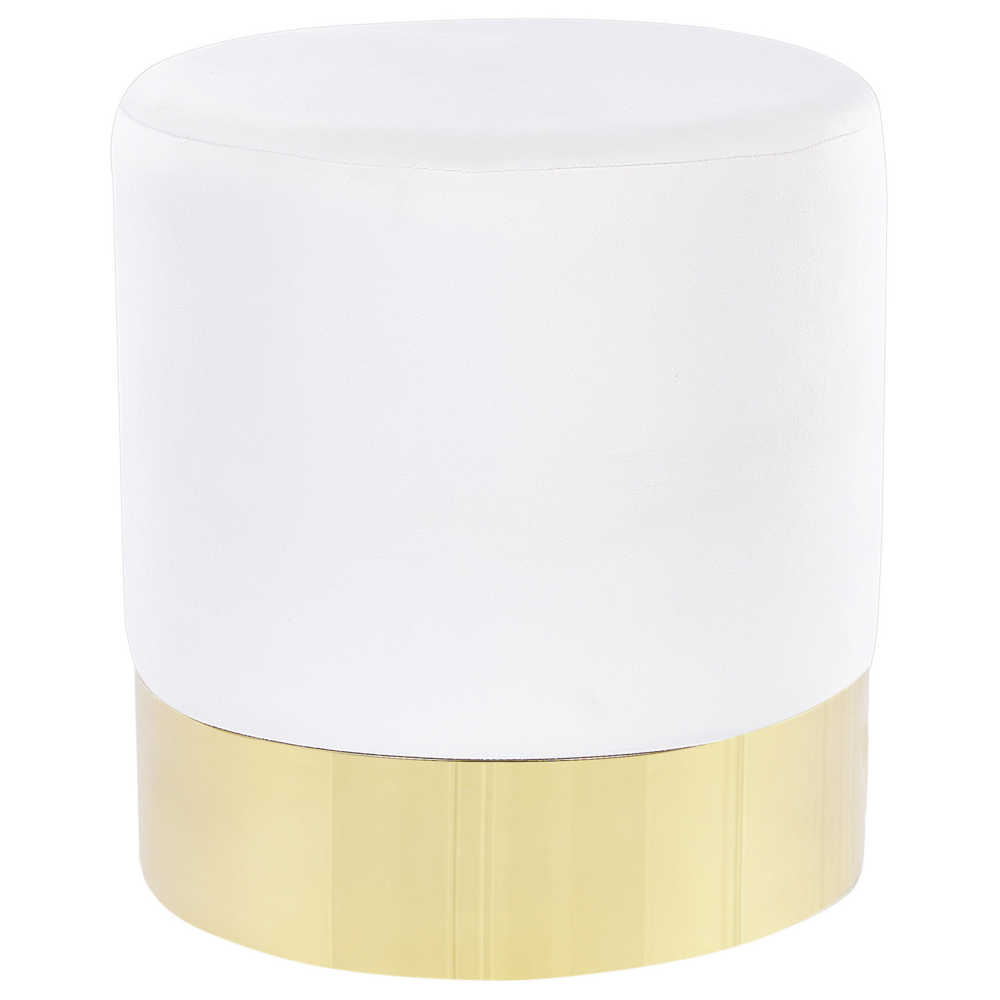 Image of Poggiapiedi rotondo velluto bianco e oro toletta sgabello glam sgabello