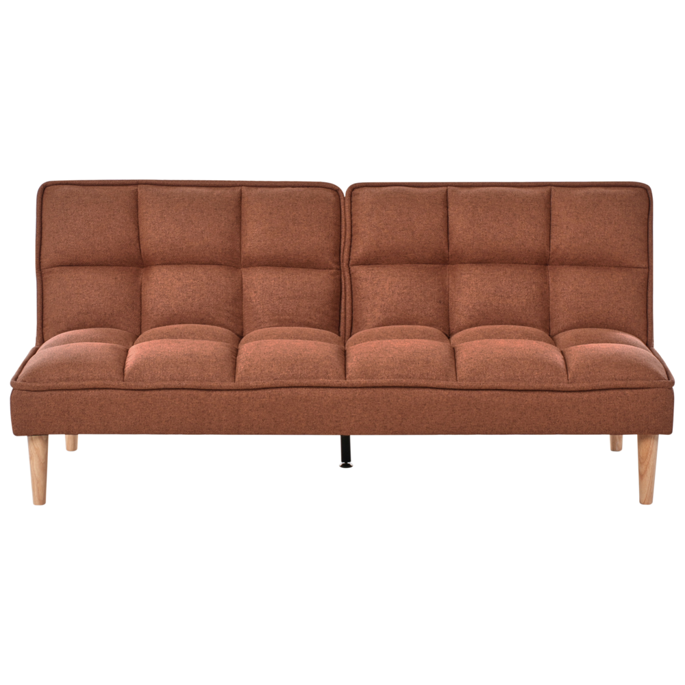 Image of Divano letto Marrone Dorato Easy Clean Tessuto 3 posti reclinabile Schienale trapuntato Divano letto semplice Click-Clack
