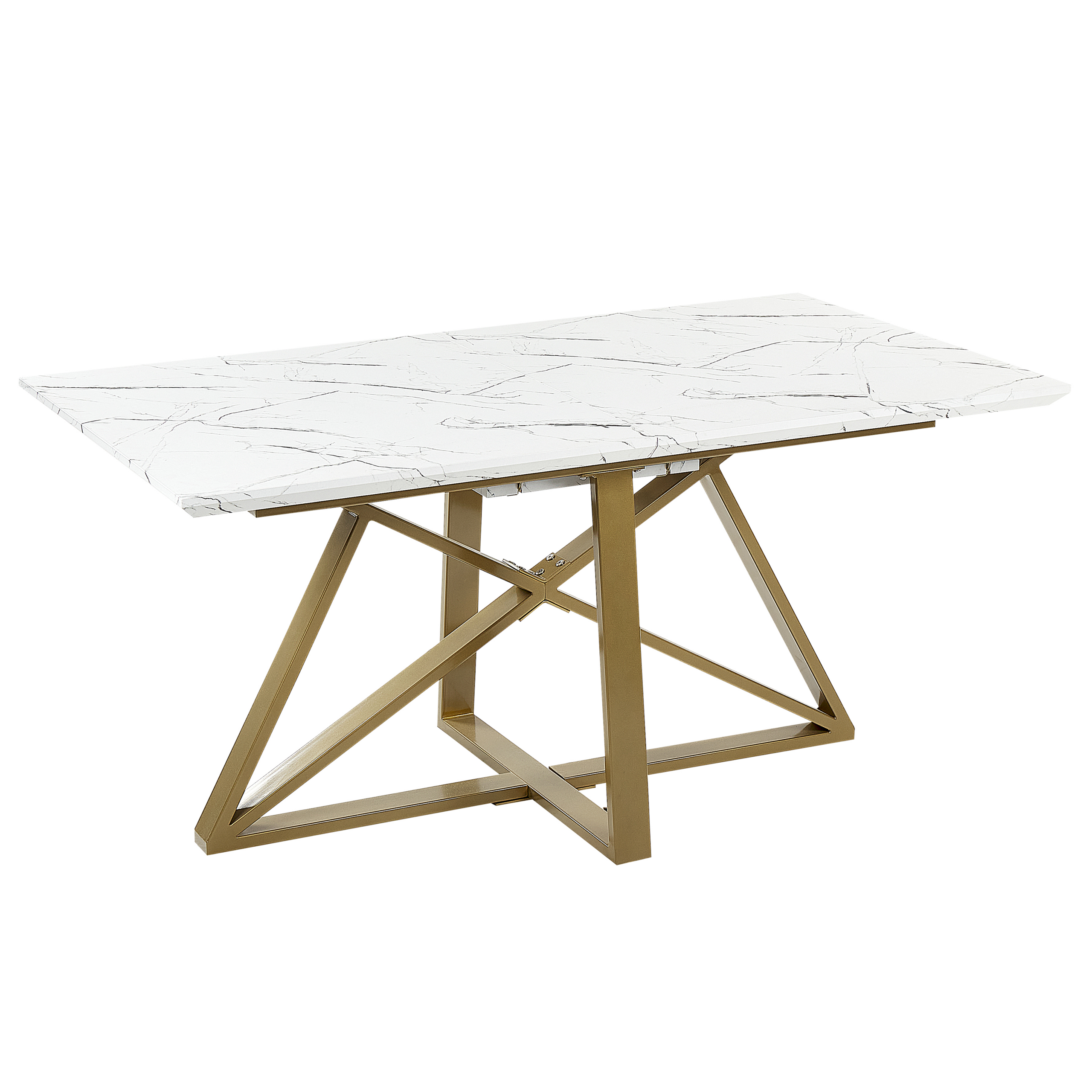 Beliani - Mesa de jantar extensível com efeito de mármore e dourado 160/200 x 90 cm MAXIMUS