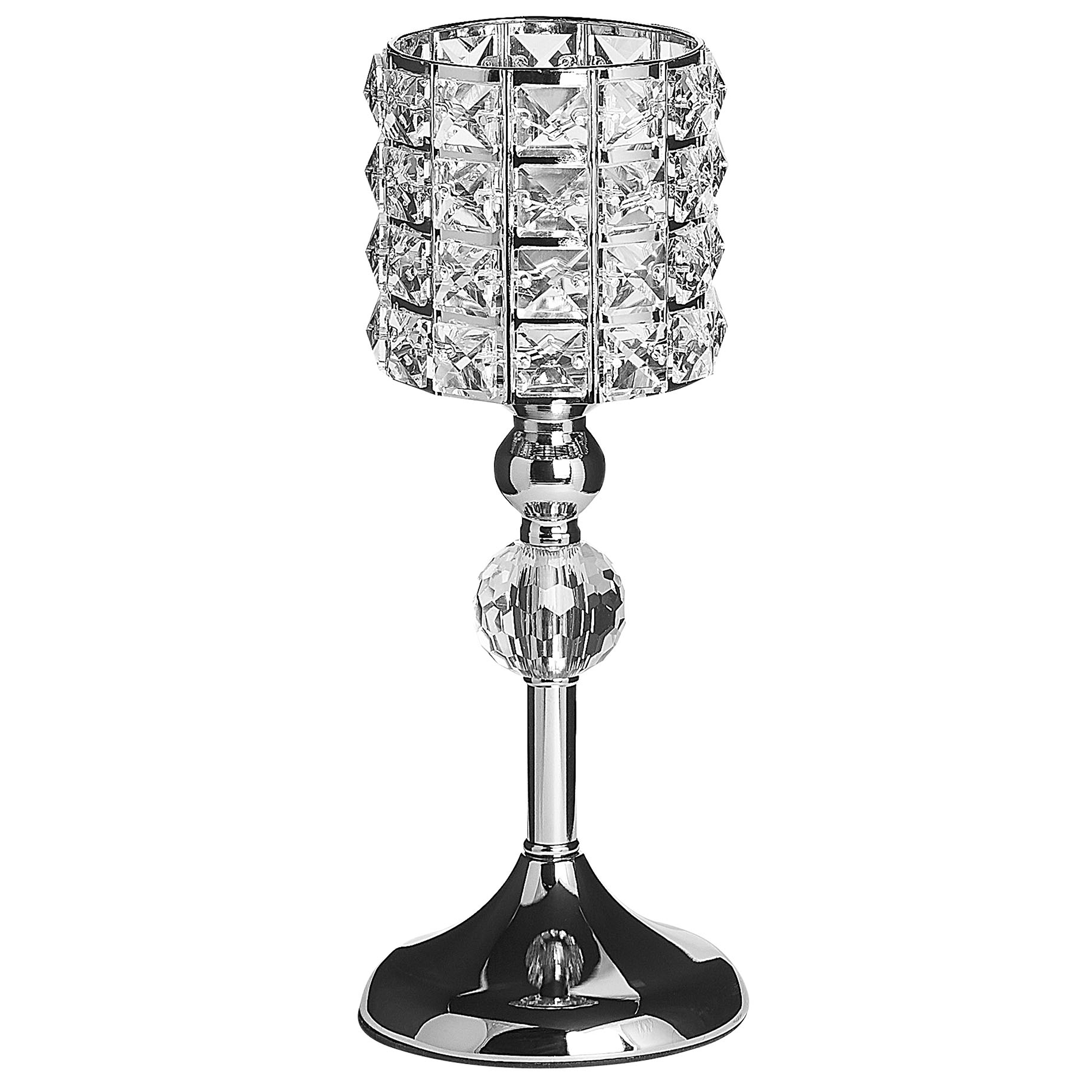 Kandelaar glas zilver AVORD