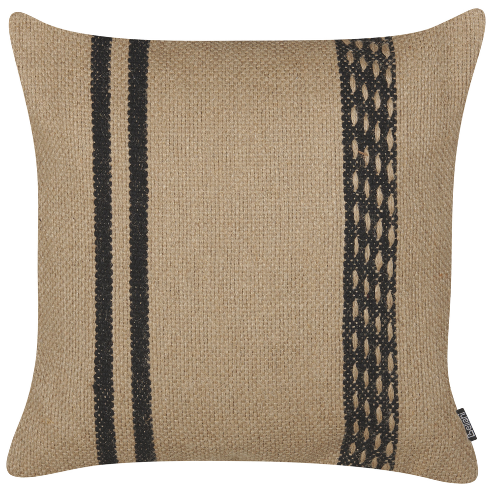 Image of Cuscino in iuta con imbottitura sfoderabile Beige e nero 45 x 45 cm Accessori decorativi boho
