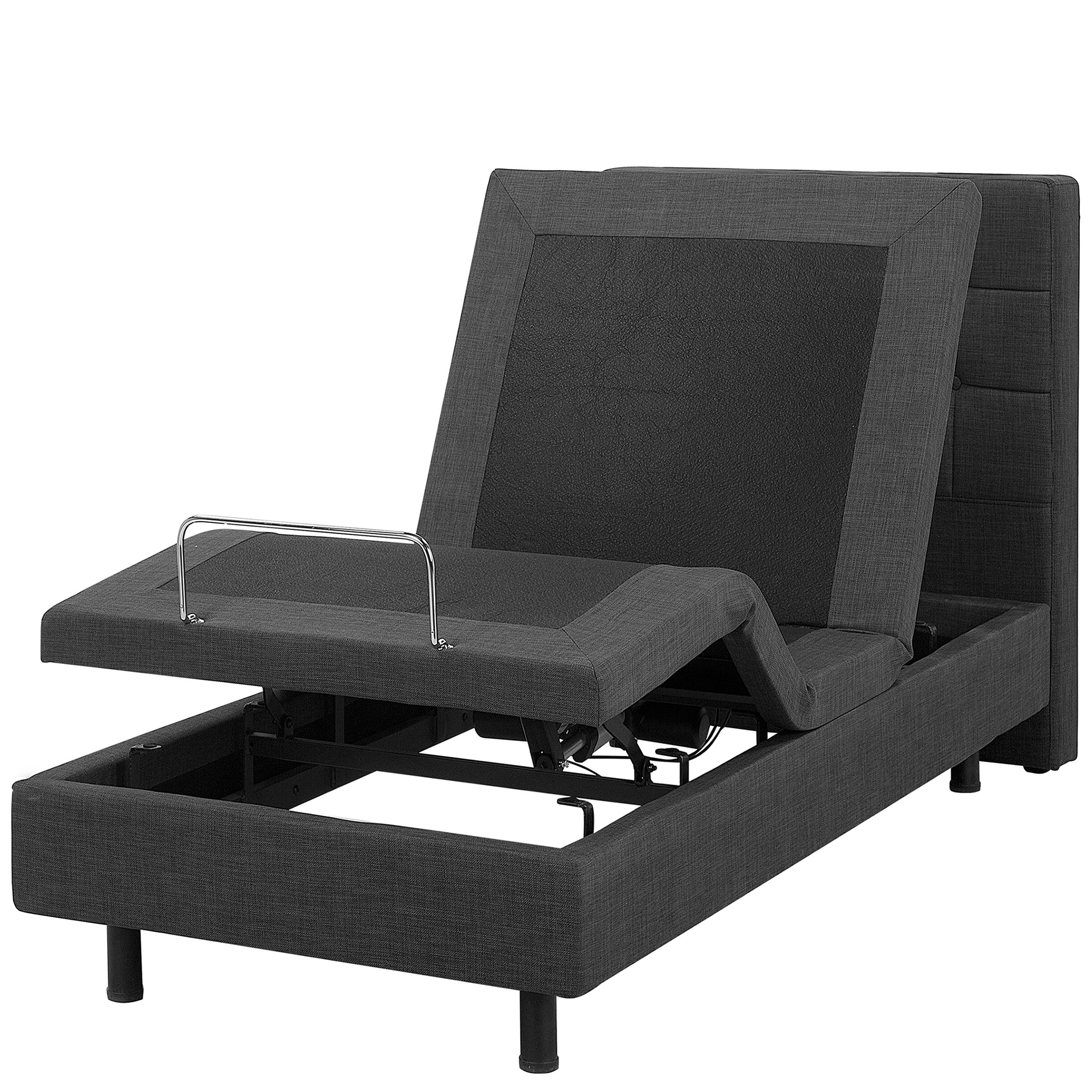Bed elektrisch verstelbaar stof grijs 80 x 200 cm DUKE