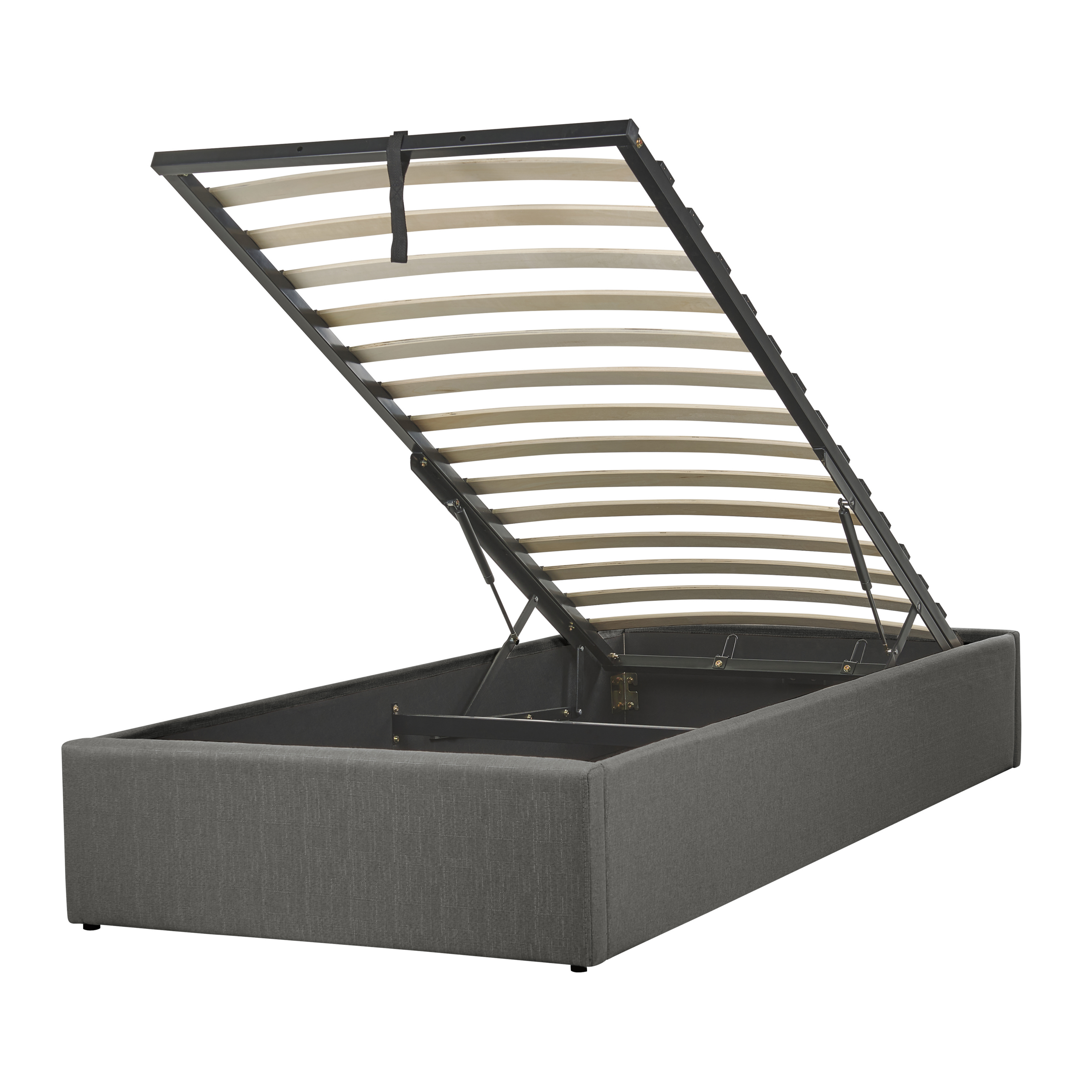 Bed met opbergruimte stof grijs 90 x 200 cm DINAN