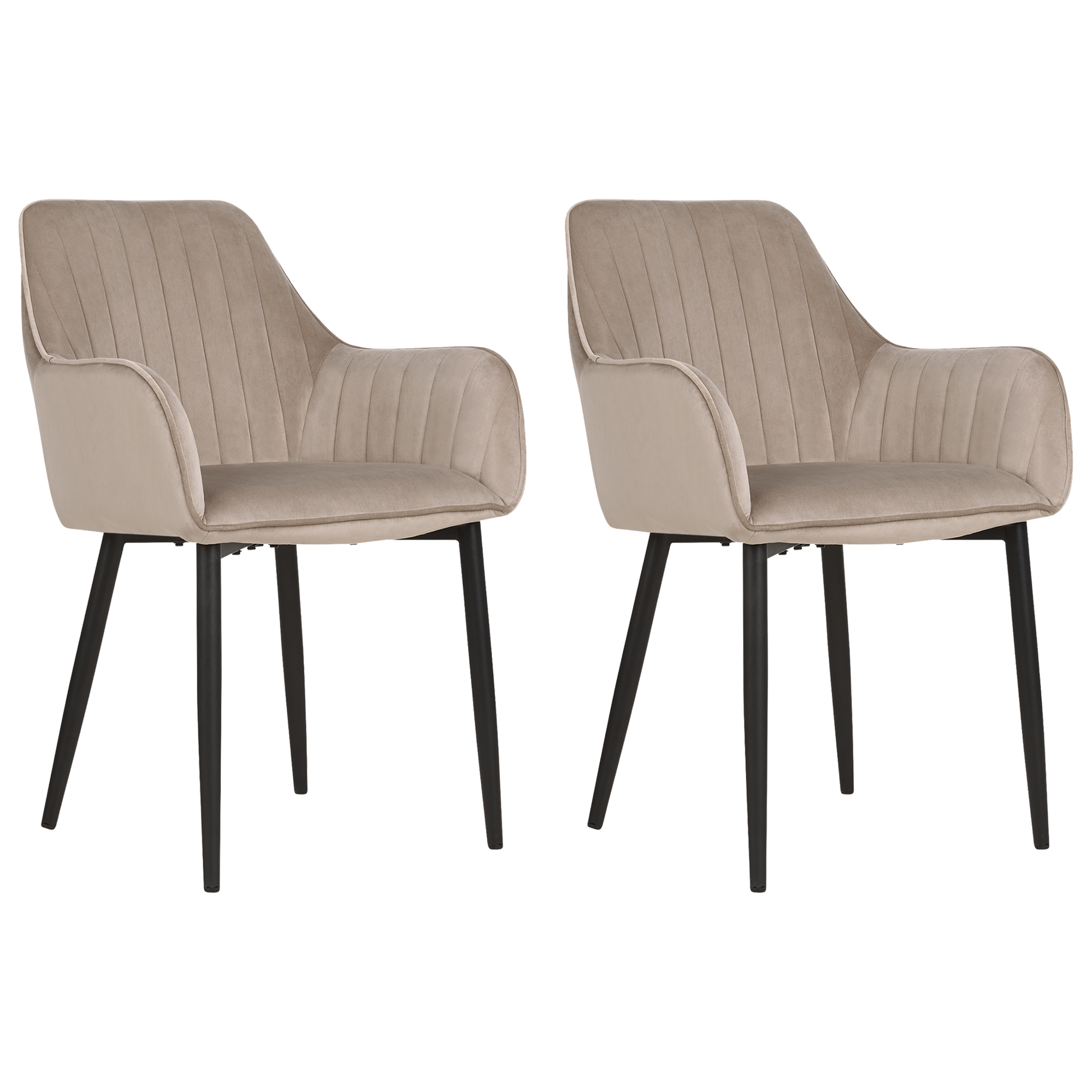 Eetkamerstoel Set van 2 Fluweel Taupe WELLSTON