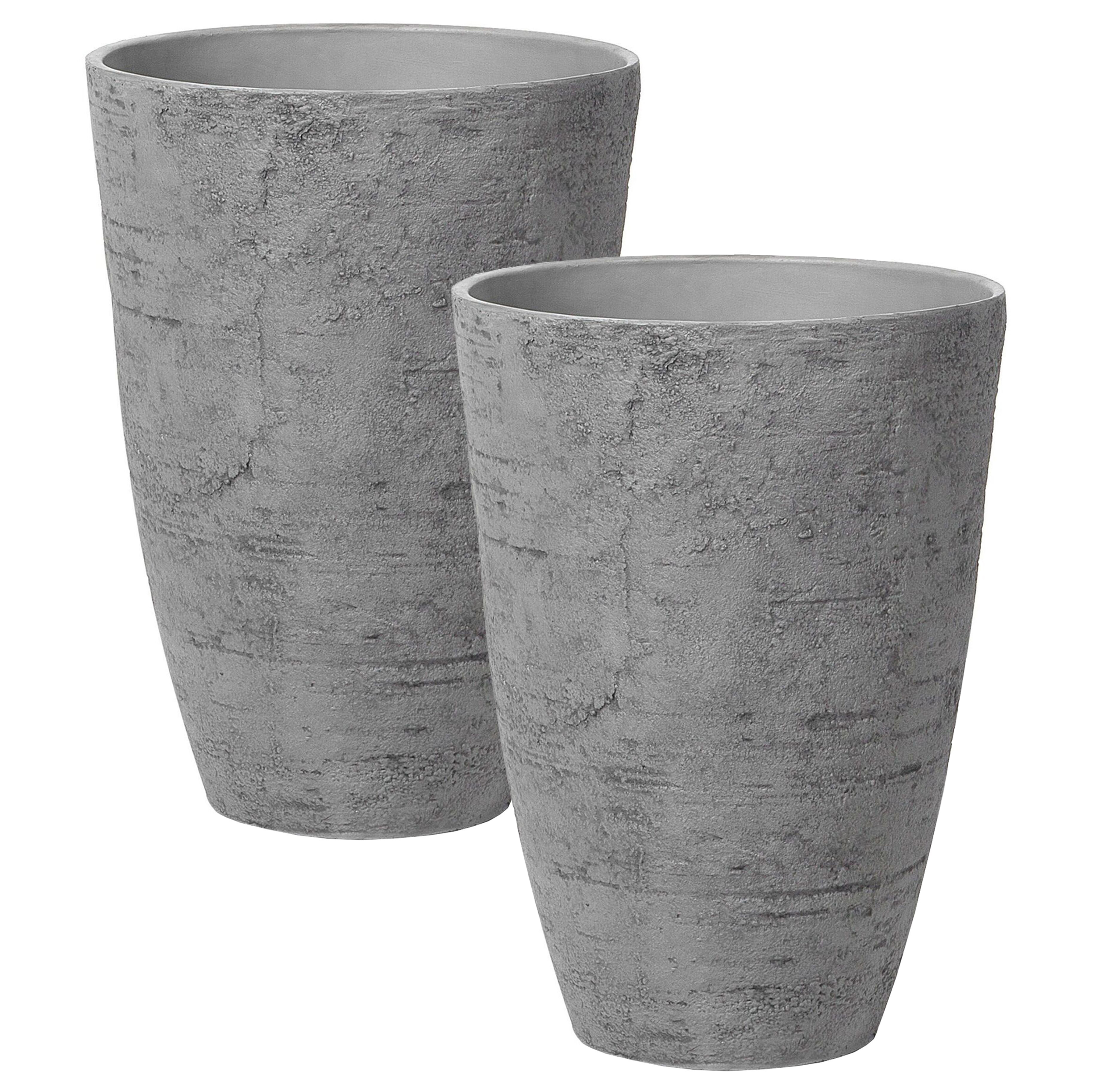 Bloempot set van 2 grijs 43x43x60 cm CAMIA